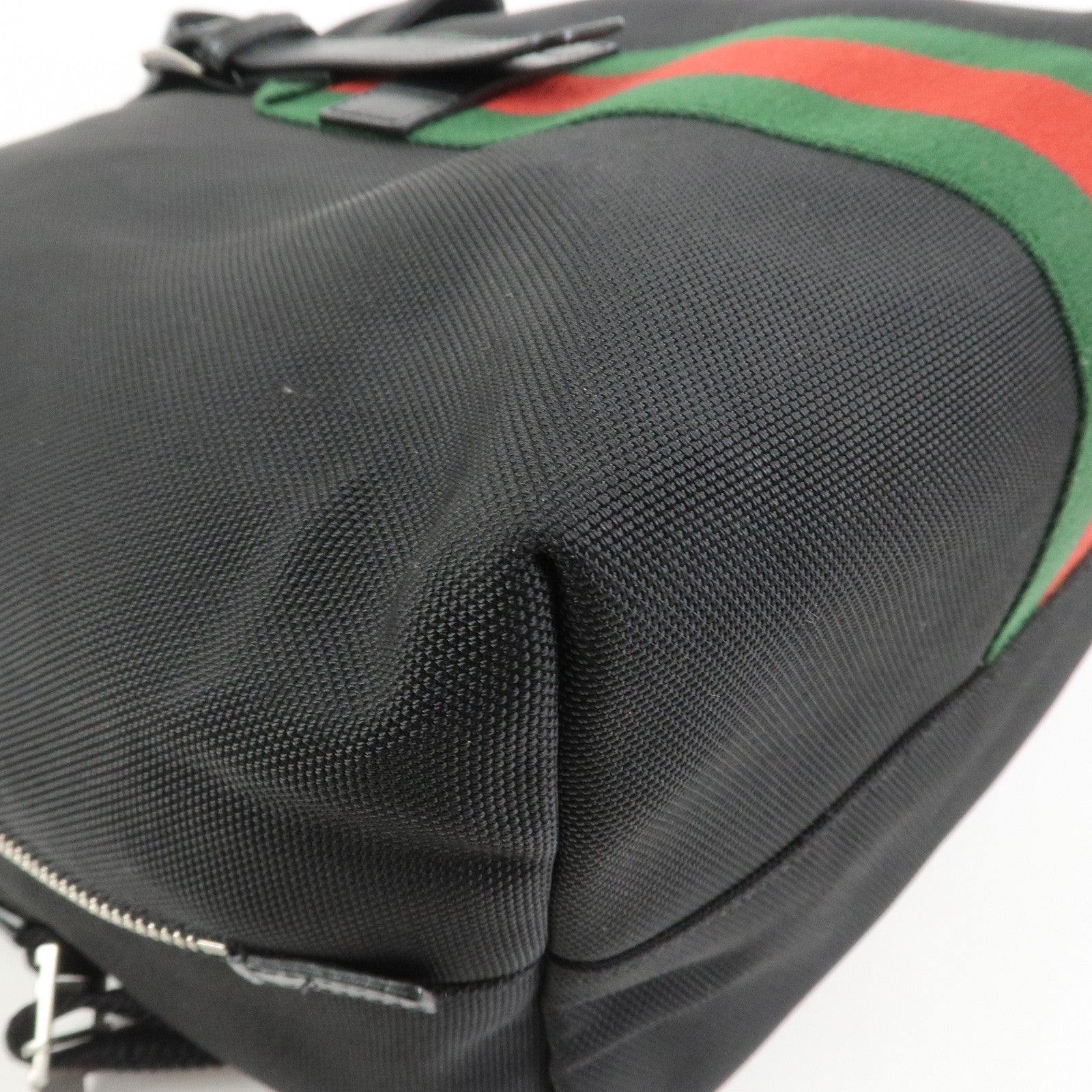 GUCCI Sherry Canvas Leather Backpack Rucksack Black 619749