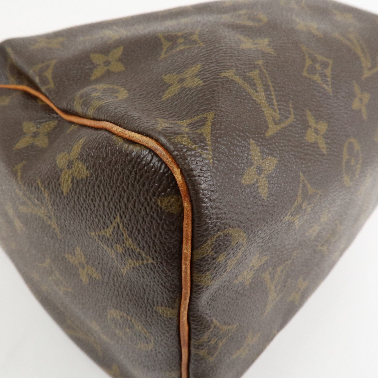 Louis Vuitton Monogram Canvas Leather Speedy 25 Boston Bag M41528
