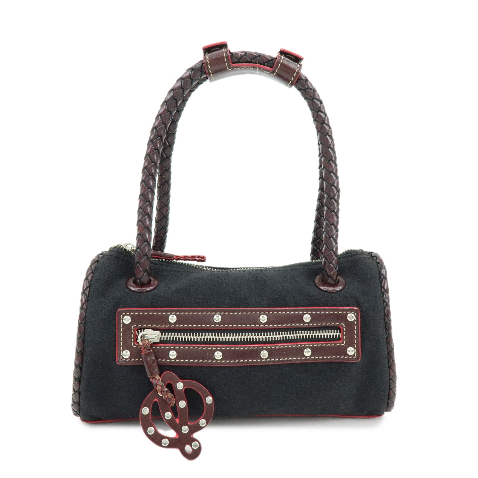 LOEWE Anagram Leather Mini Hand Bag Black Dark Brown