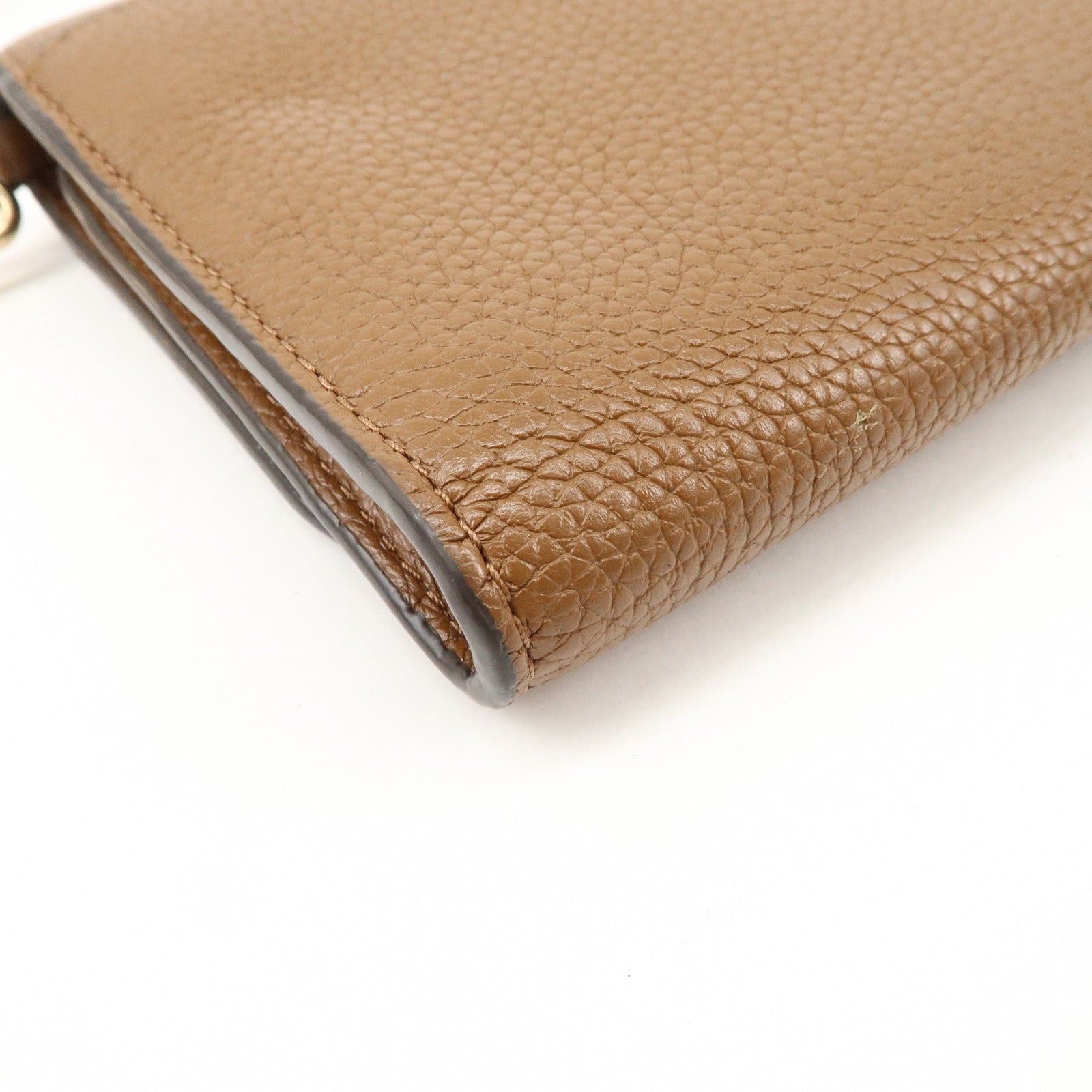 TORY BURCH Leather Shoulder Wallet Brown Used