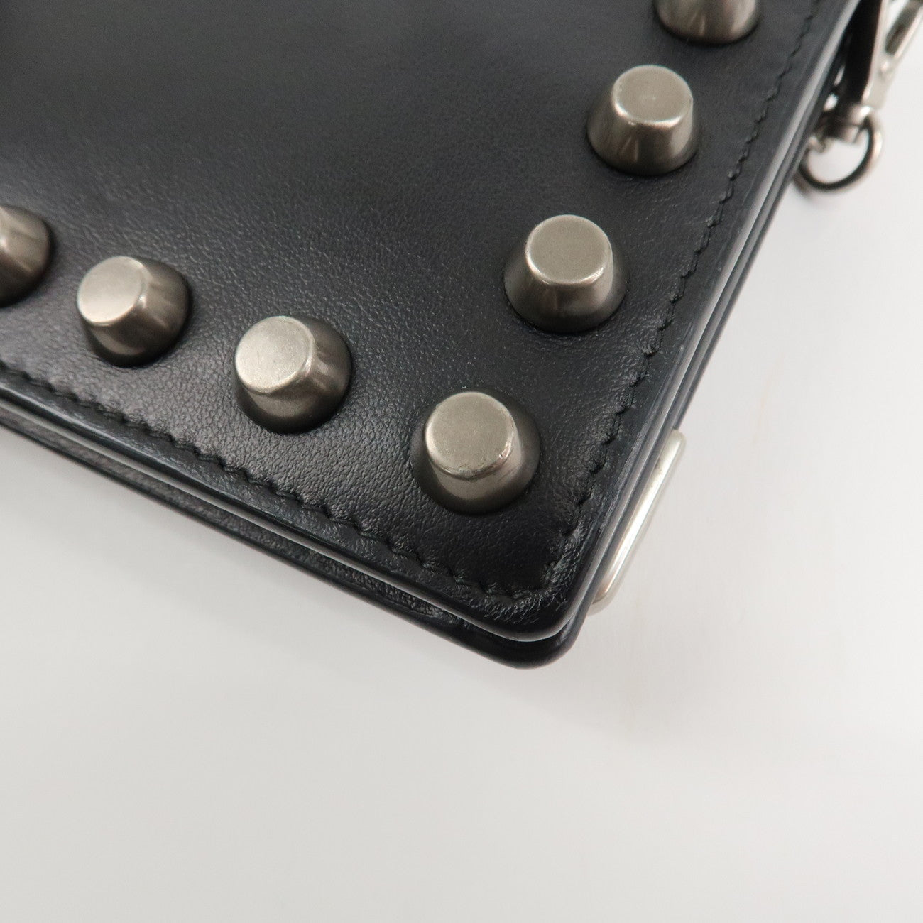 PRADA Leather Studs Chain Wallet Chain Bag Black Used