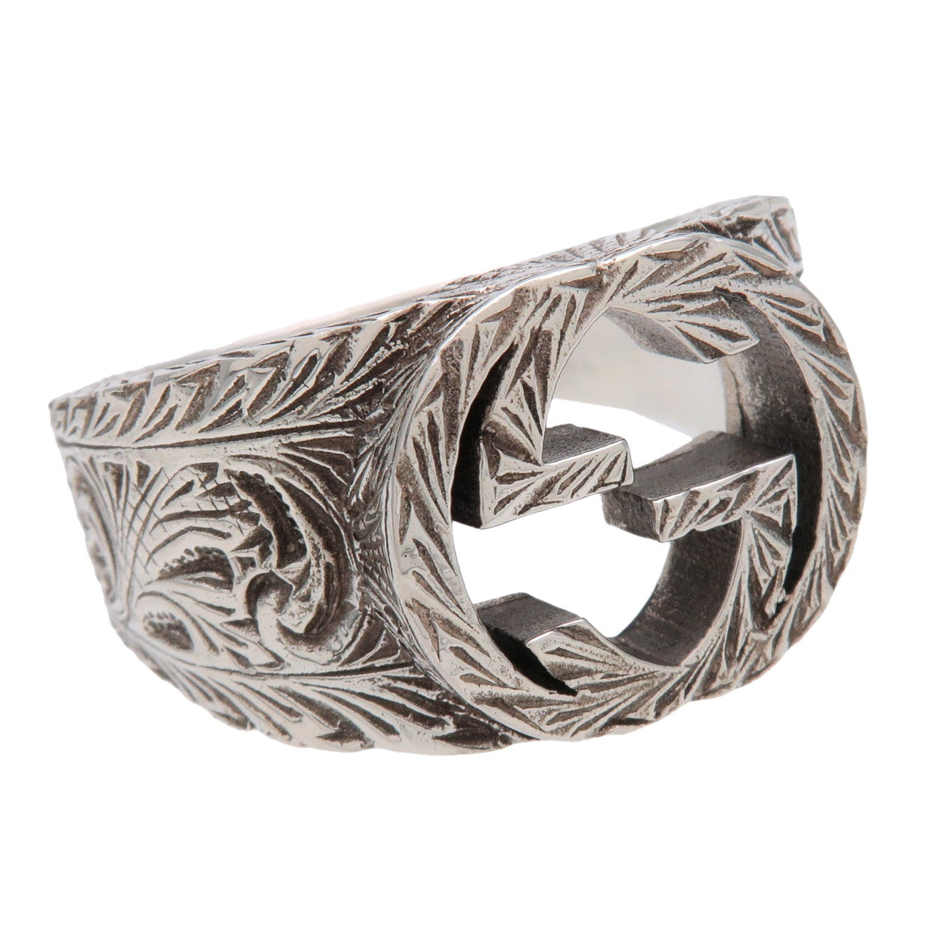 GUCCI Interlocking G Arabesque Ring SV925 Silver #25 US11 EU65 HK25