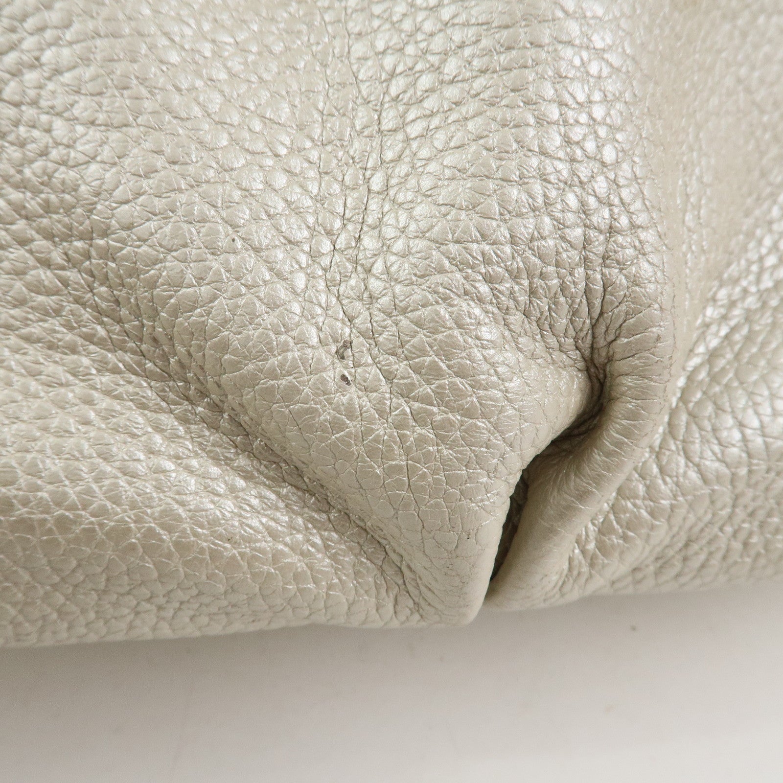 CELINE Logo Leather Bittersweet Shoulder Bag Tote Bag Silver