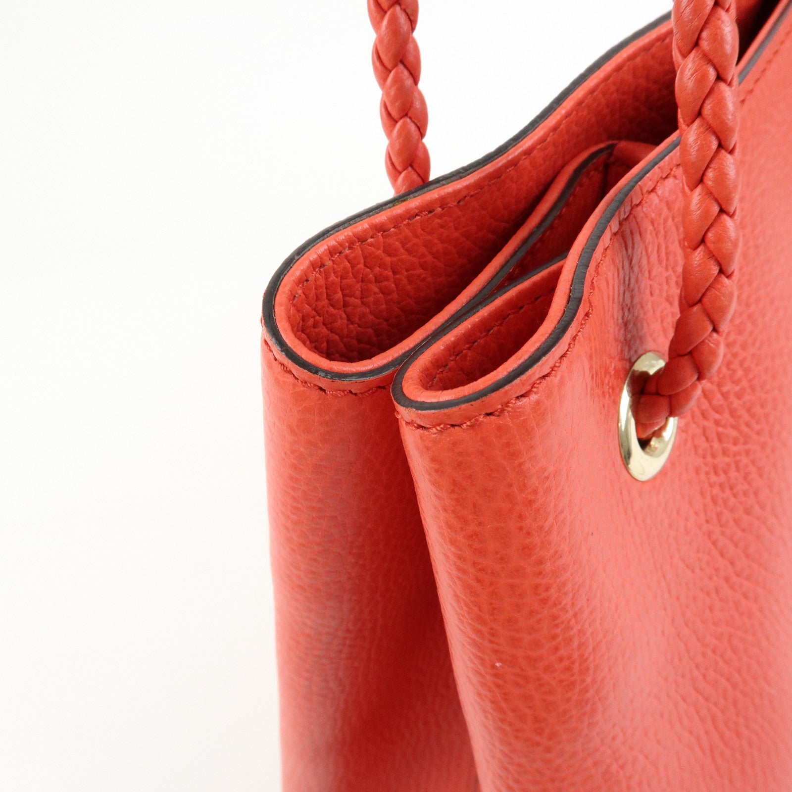 GUCCI Logo Leather Tote Bag Shoulder Bag Hand Bag Red 380118