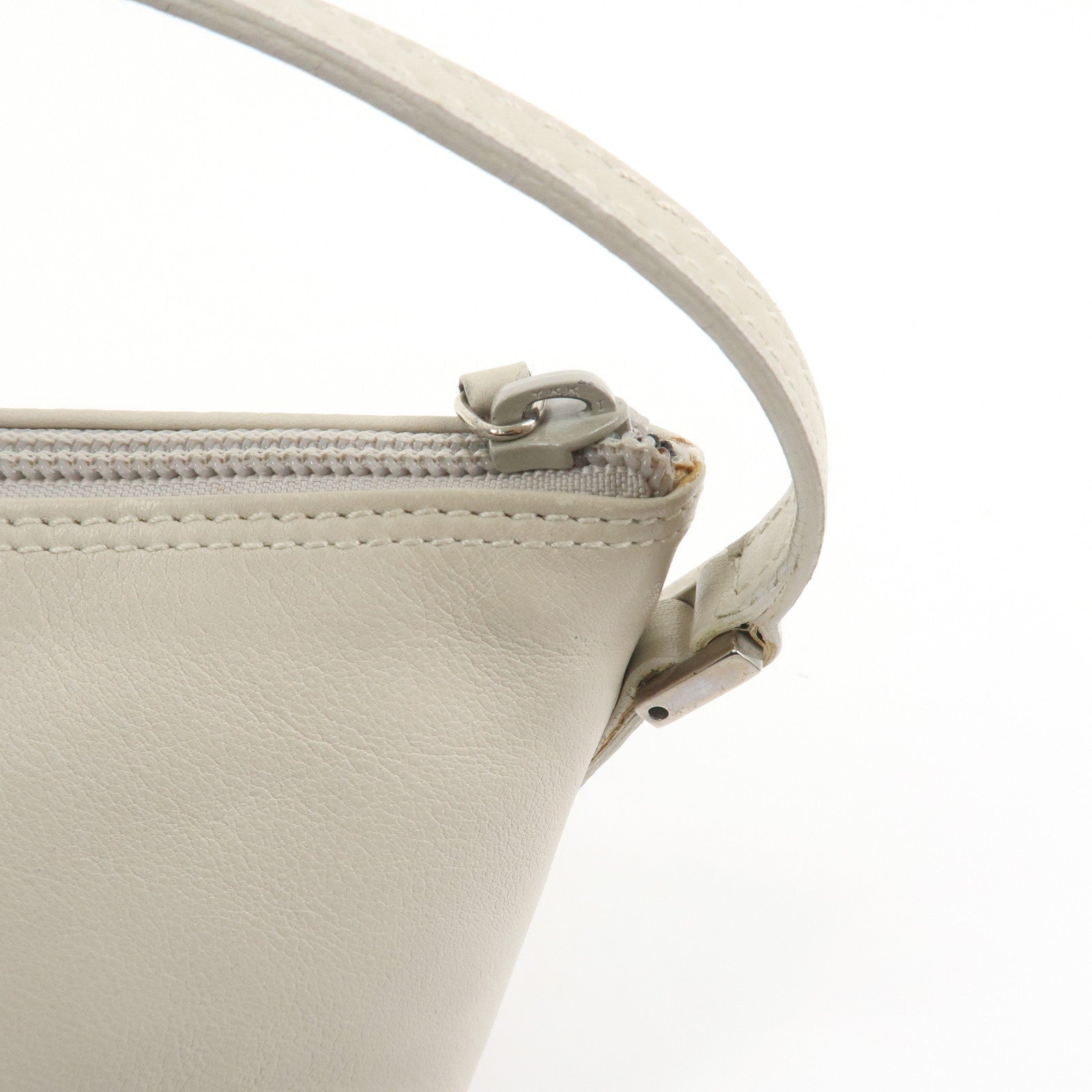 GUCCI Boat Bag Leather Pouch Hand Bag Ivory 039・1103