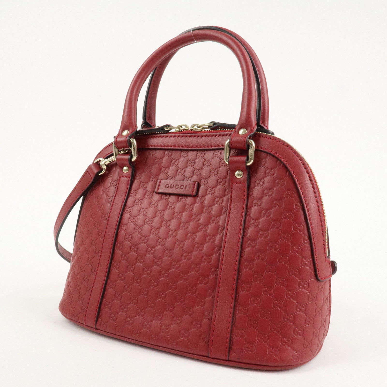 GUCCI Micro Guccissima 2Way Hand Shoulder Bag Castilian Red 449654 Used