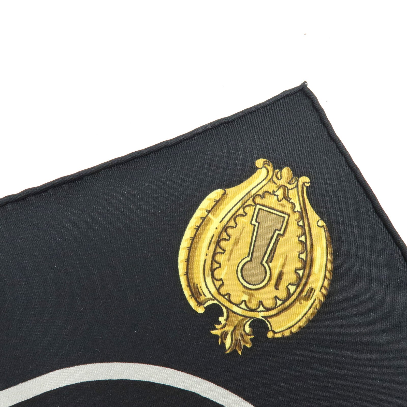 HERMES Carre 90 Silk 100% Scarf LES CLES THE KEYS RARE Black