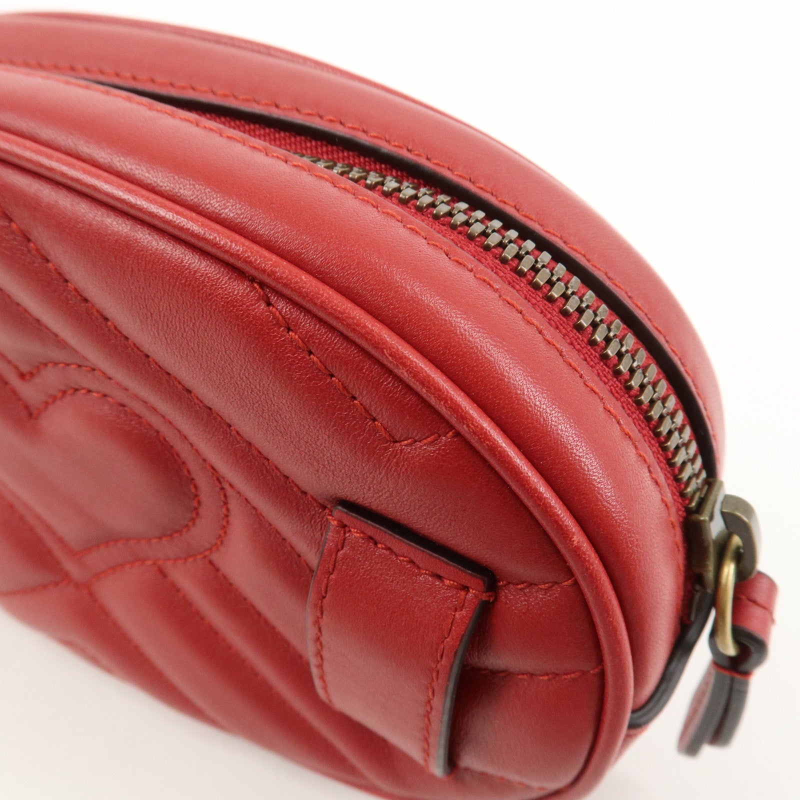 GUCCI GG Marmont Leather Waist Bag Crossbody Bag Red 476434