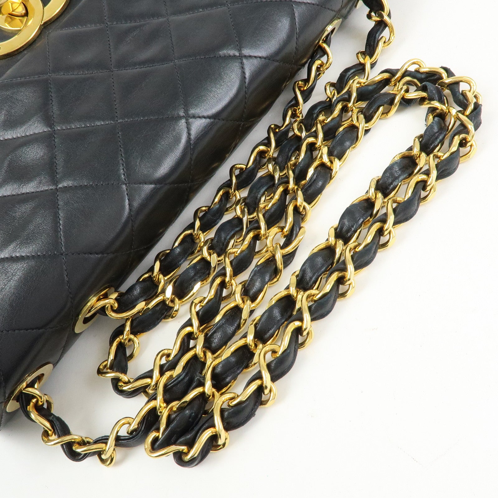 CHANEL Jumbo Matelasse 34 Lamb Skin Flap Shoulder Bag Black A01094