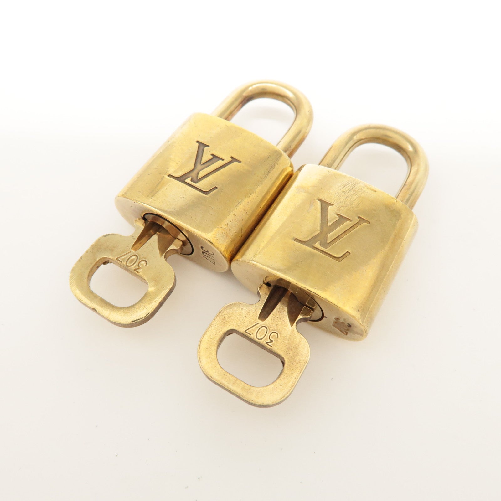 Louis Vuitton Set of 10 Lock & Key Cadena Key Lock Metal Gold Used