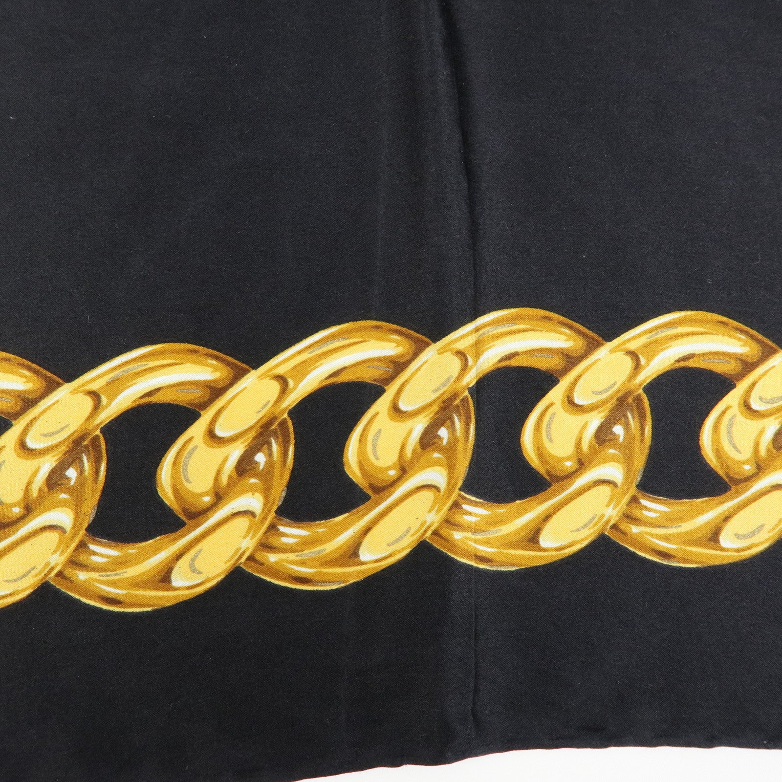 CHANEL COCO Mark Silk 100% Scarf Floral Motif Black Gold