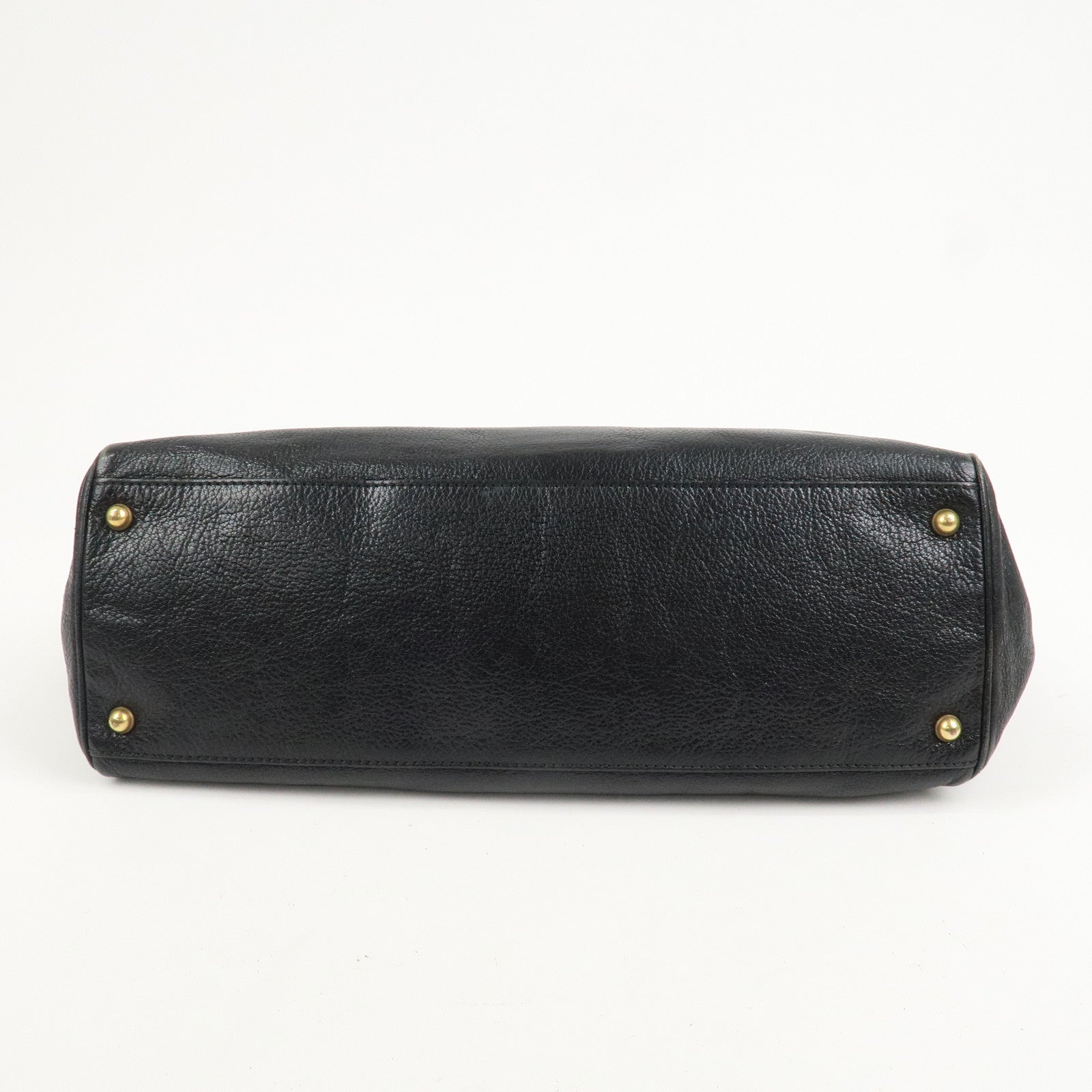 GUCCI Interlocking G Leather Blondie Studs Hand Bag Black 121551
