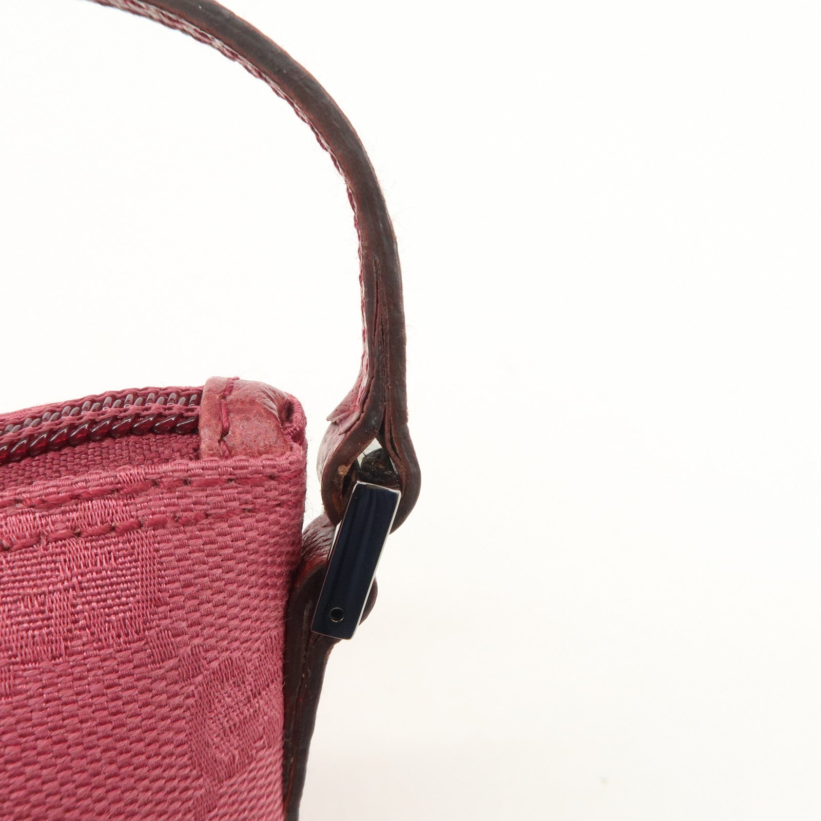 GUCCI Boat Bag GG Canvas Leather Hand Bag Pouch Pink 07198 Used