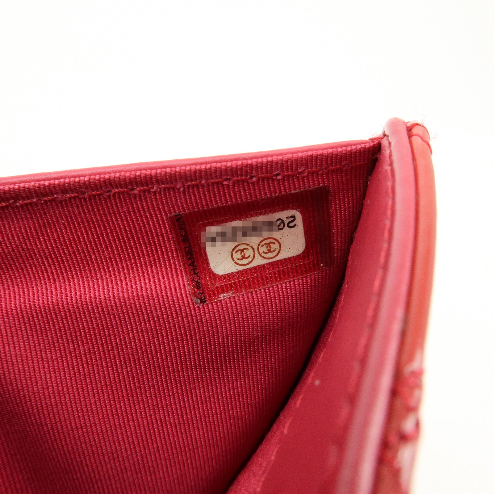 CHANEL COCO Mark Bicolore Patent Leather Compact Wallet Red