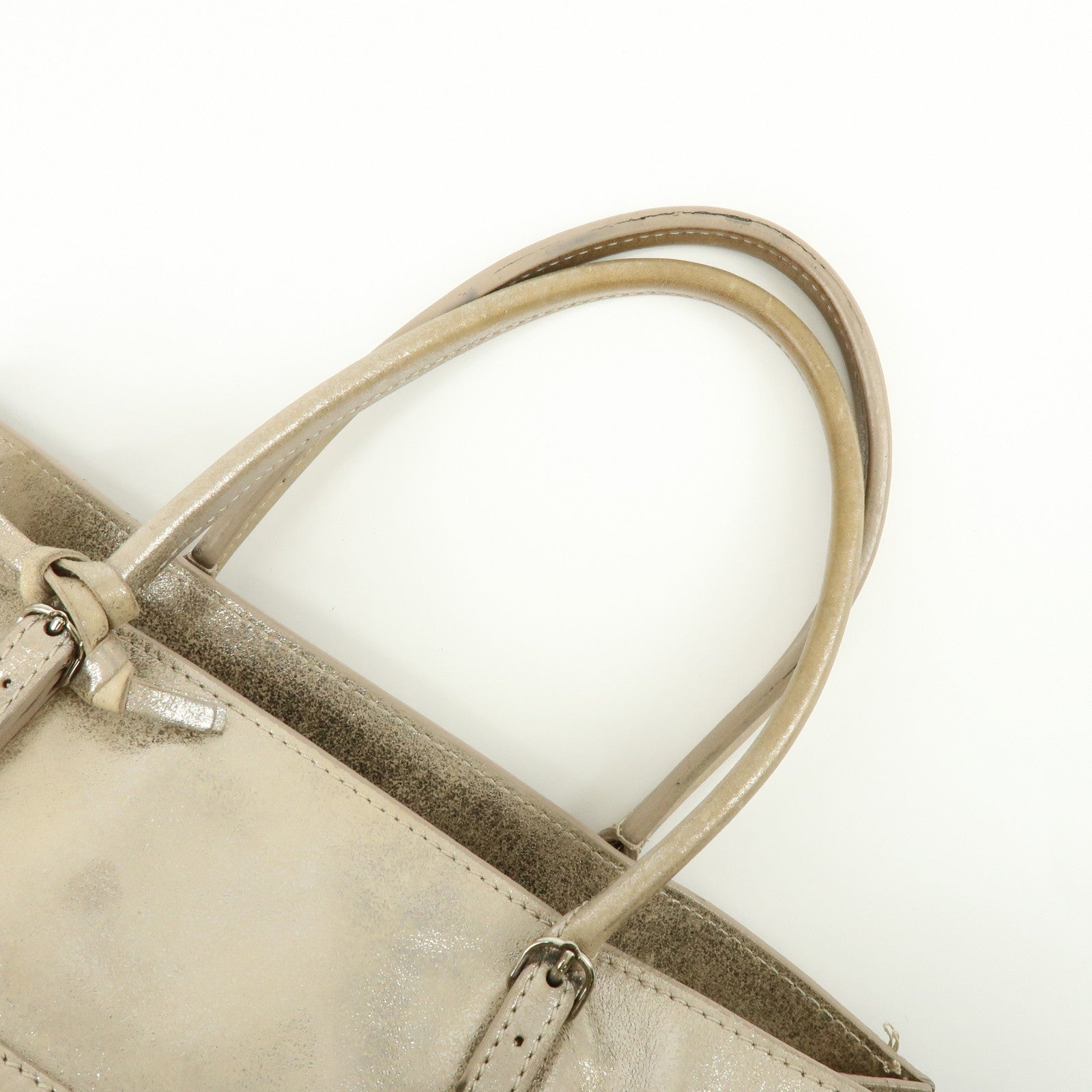 BALENCIAGA The Paper Leather Tote Bag Hand Bag Silver 255412