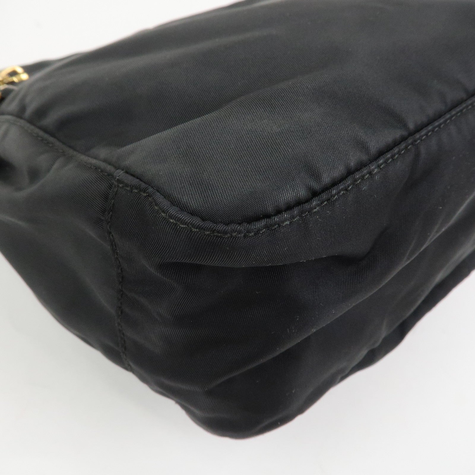 PRADA Logo Nylon Saffiano Leather Shoulder Bag Crossbody Bag Black