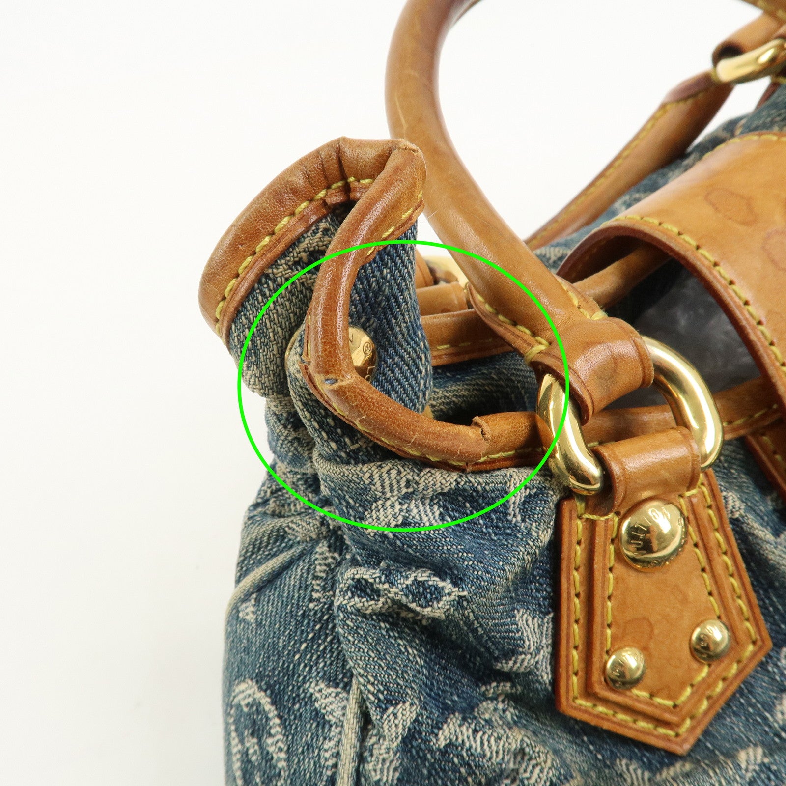 Louis Vuitton Monogram Denim Pleaty Hand Bag Blue M95020