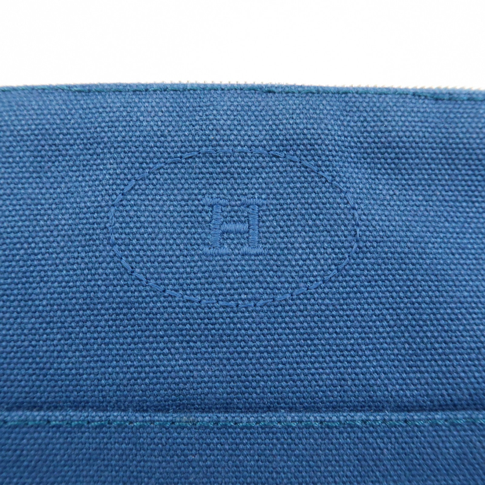 HERMES Bolide MM Cotton Leather Costmetic Pouch Blue