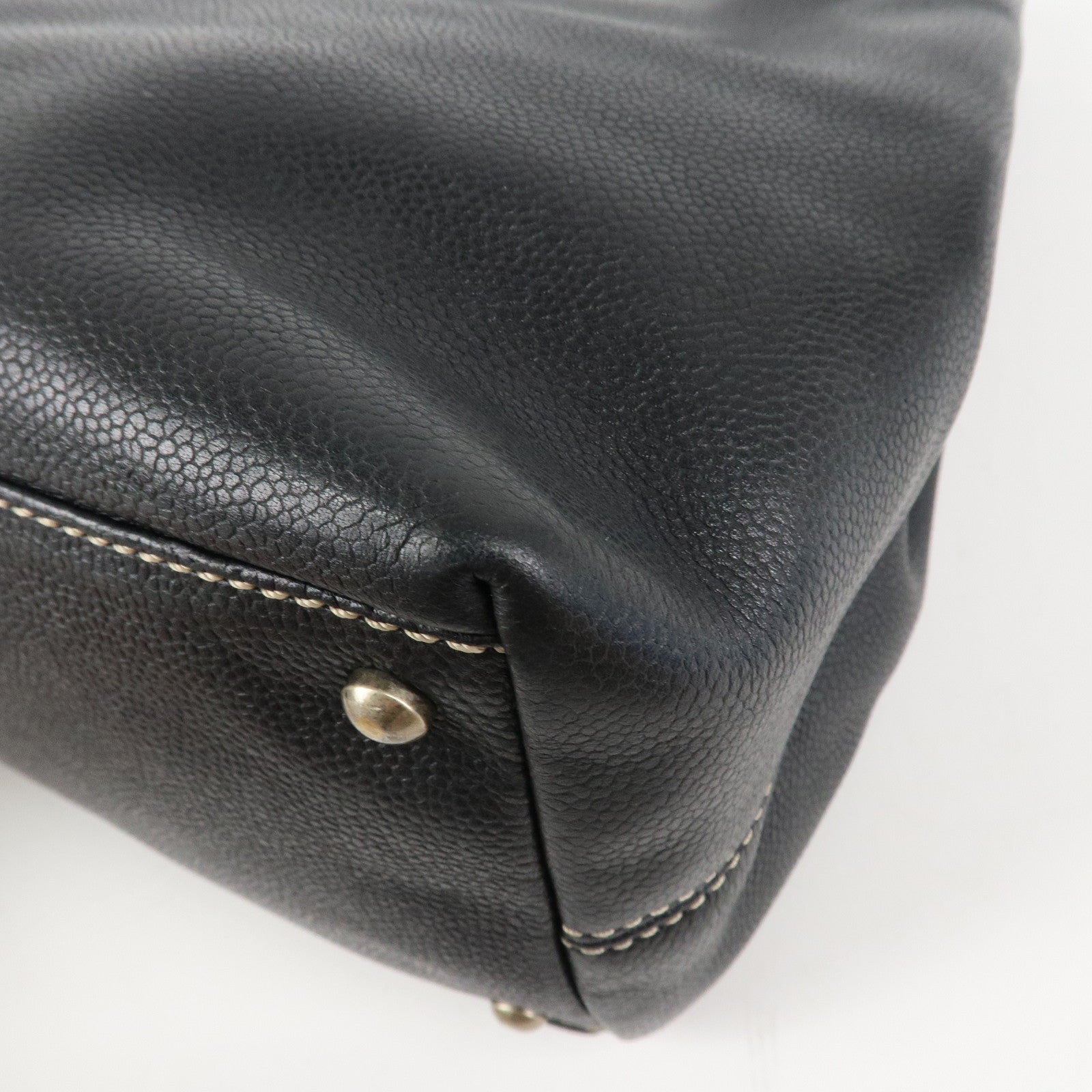 CHANEL Caviarskin COCO Mark Turn Lock 2Way Hand Bag Black Used