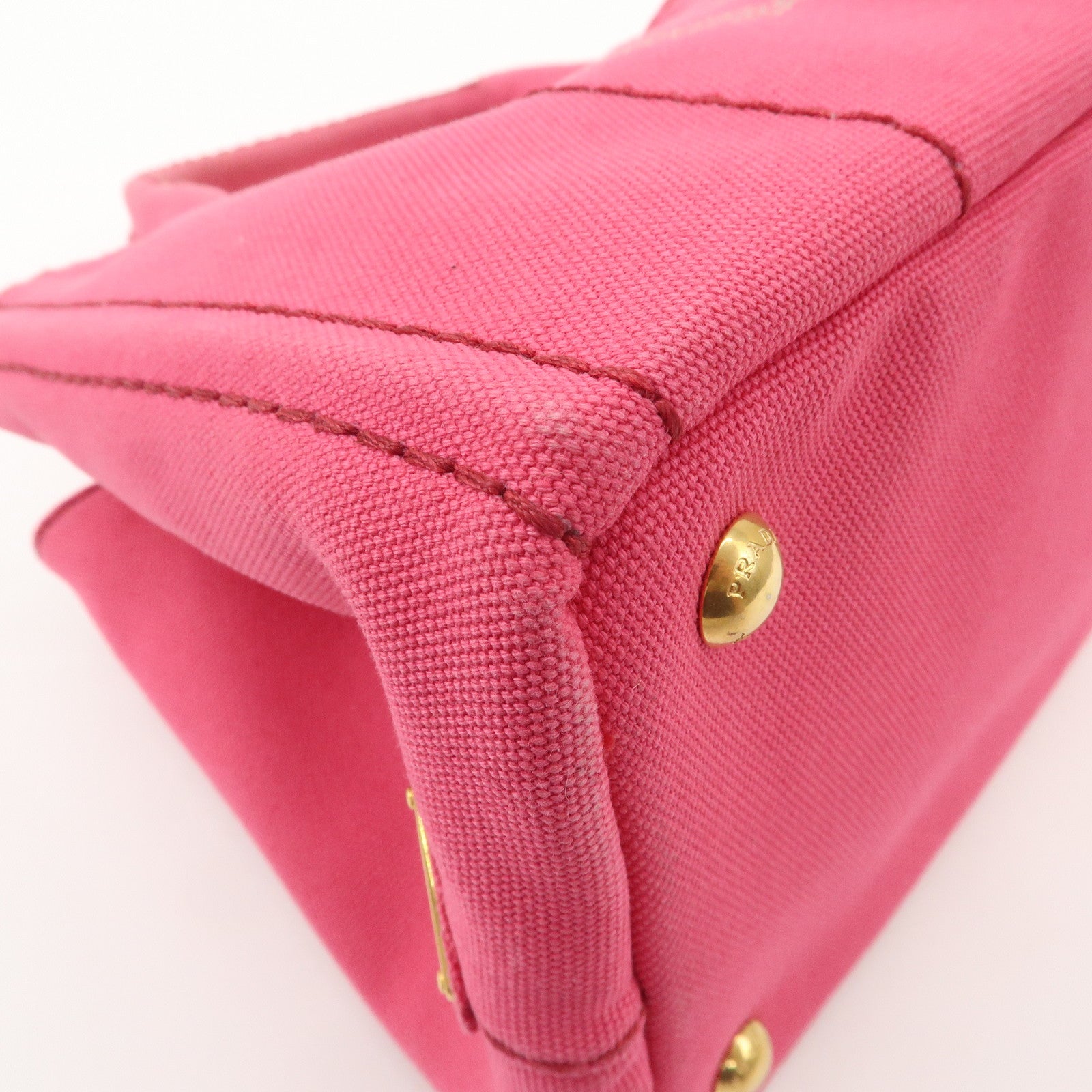 PRADA Logo Canapa Mini Canvas 2Way Tote Bag Pink 1BG439 Used