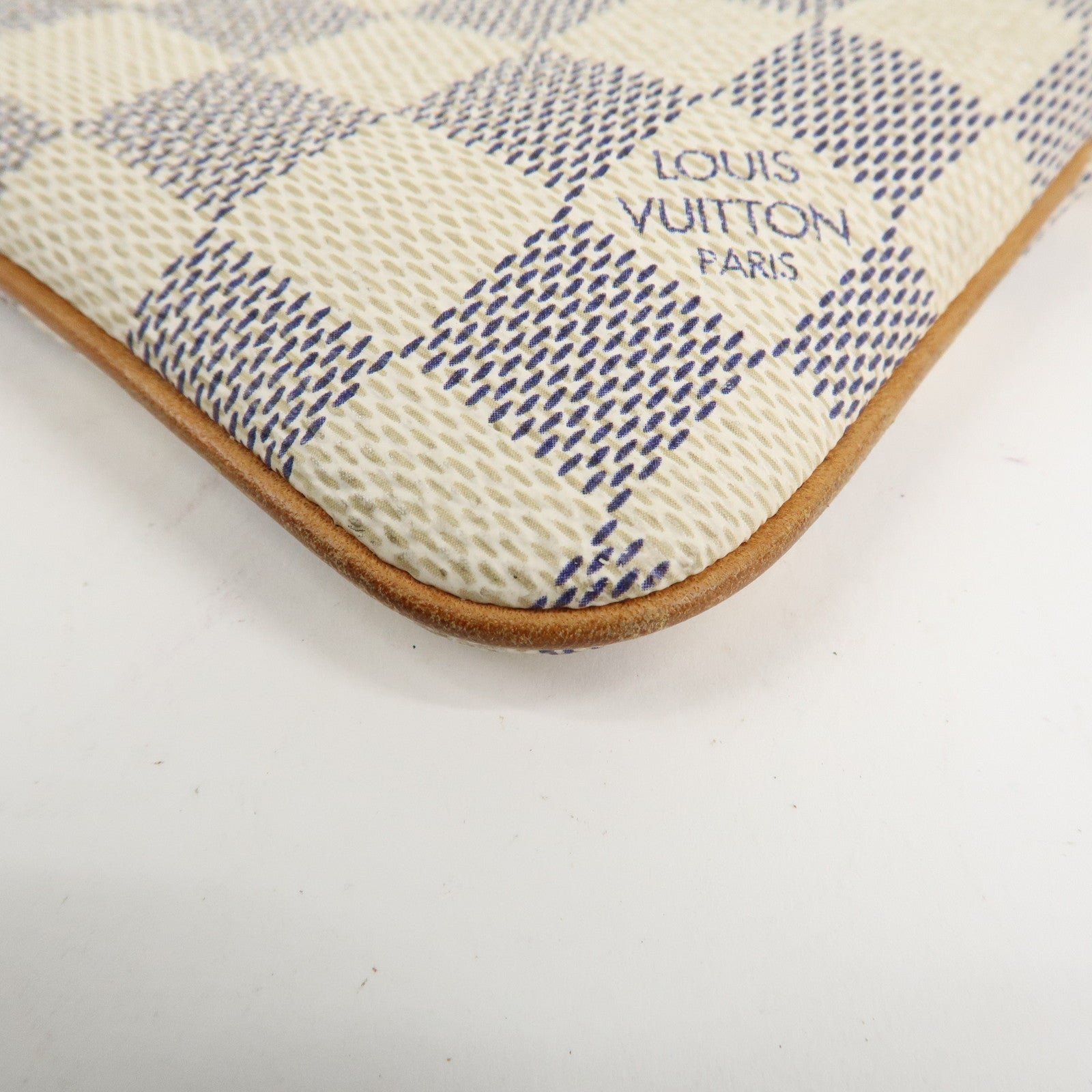 Louis Vuitton Damier Azur Pochette Milla MM Mini Pouch N60027 Used
