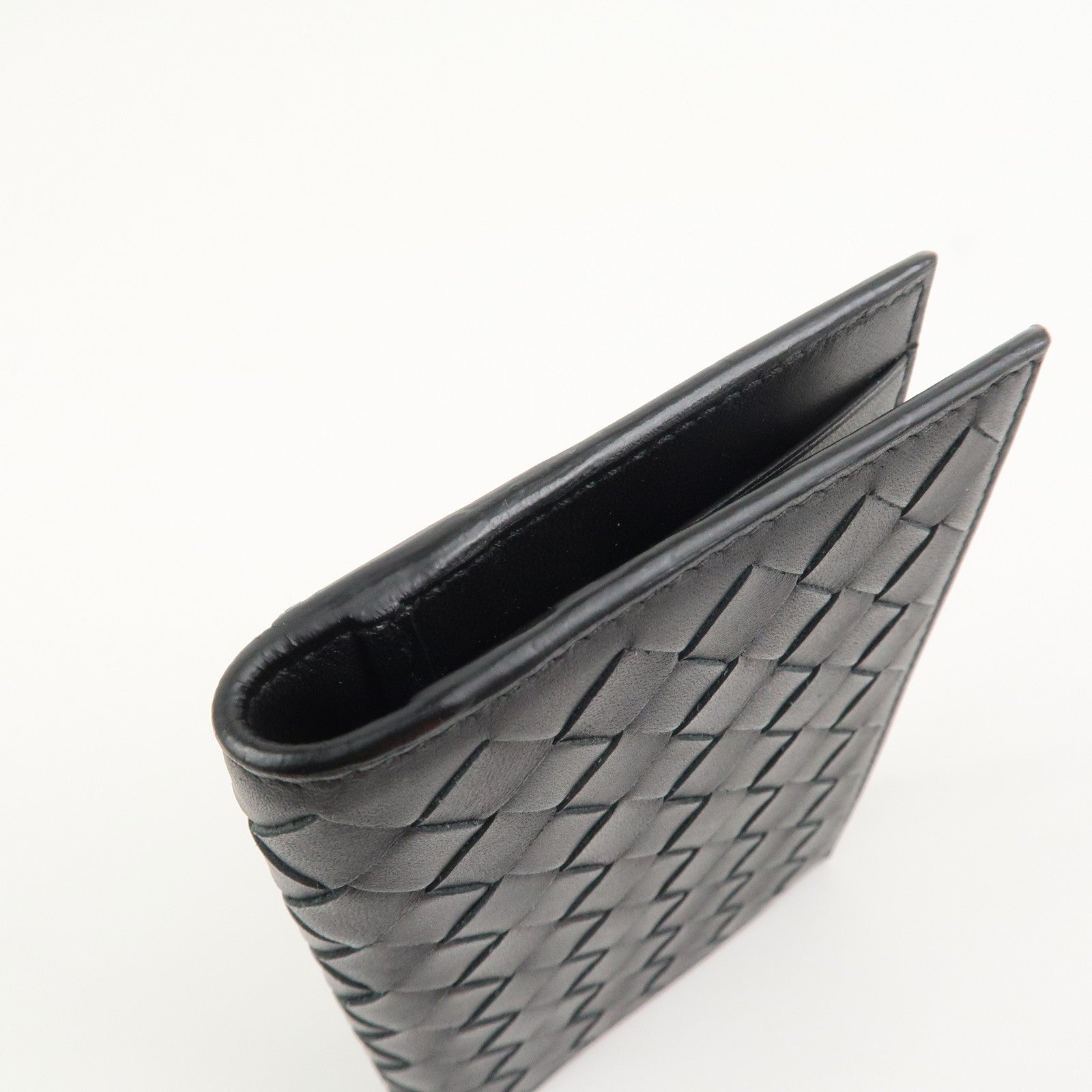 BOTTEGA VENETA Intrecciato Leather Card Case Black