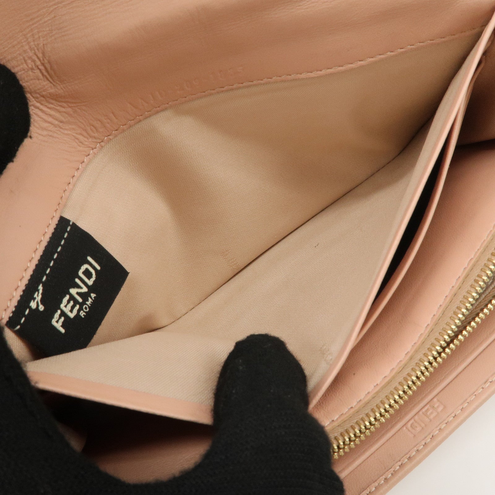 FENDI Zucca Baguette Continental Long Wallet Pink 8M0251 Used