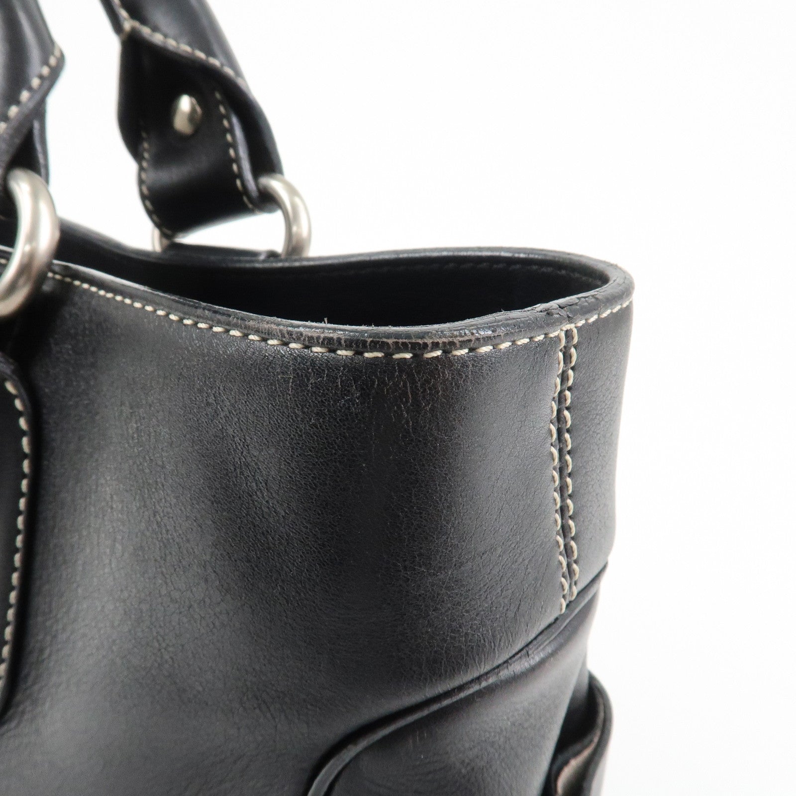 CELINE Leather Boogie Bag Macadam Engraved Hand Bag Tote Bag Black