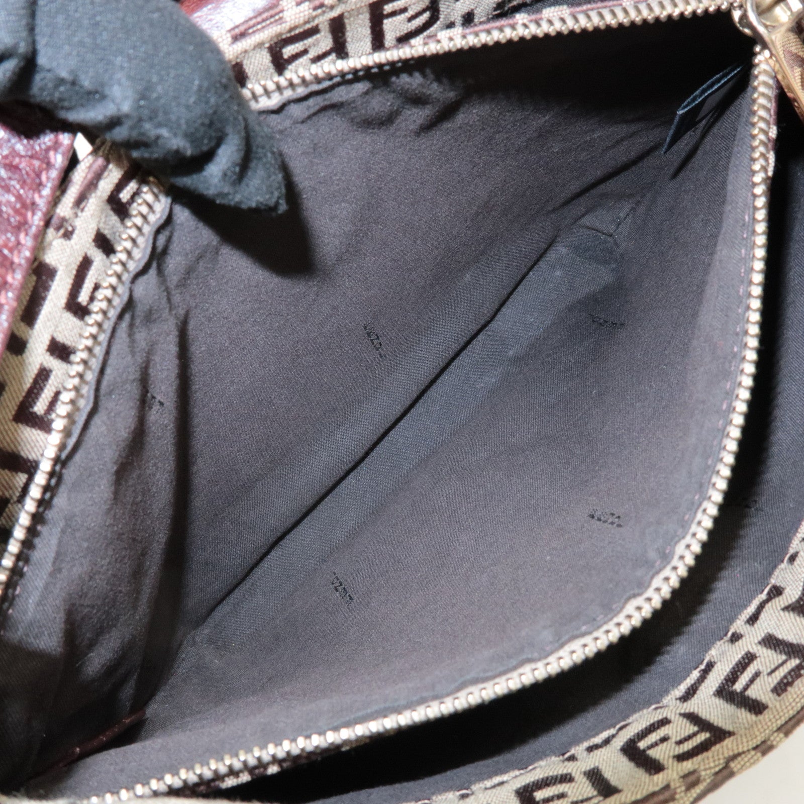 FENDI Zucchino Canvas Leather Shoulder Bag Beige Brown 8BR036 Used