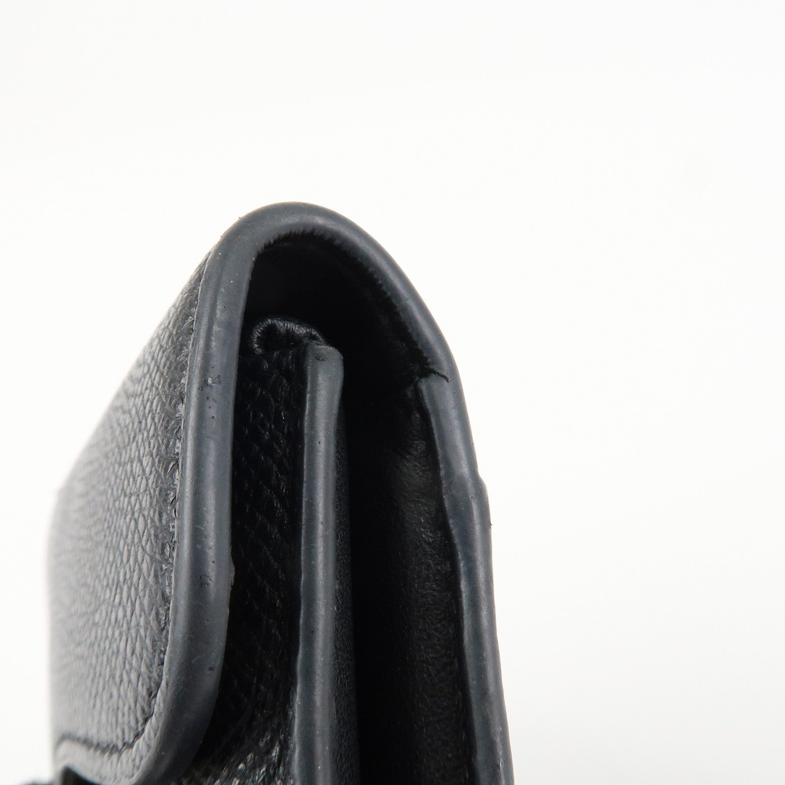 Christian Dior Saddle Leather Compact Wallet Black Gold Hardware Used