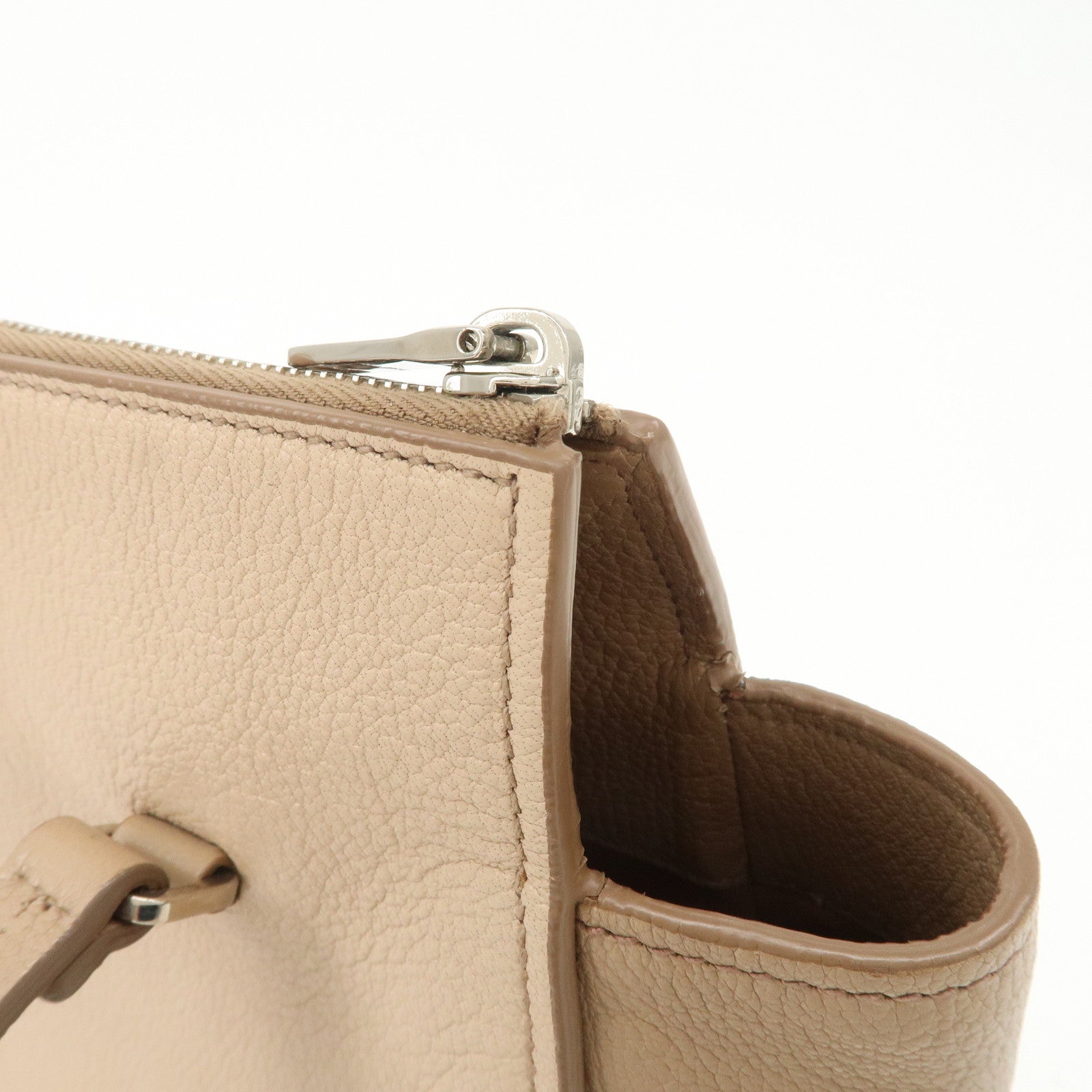 MIU MIU Leather 2Way Hand Bag Beige Pink Beige 5BB006
