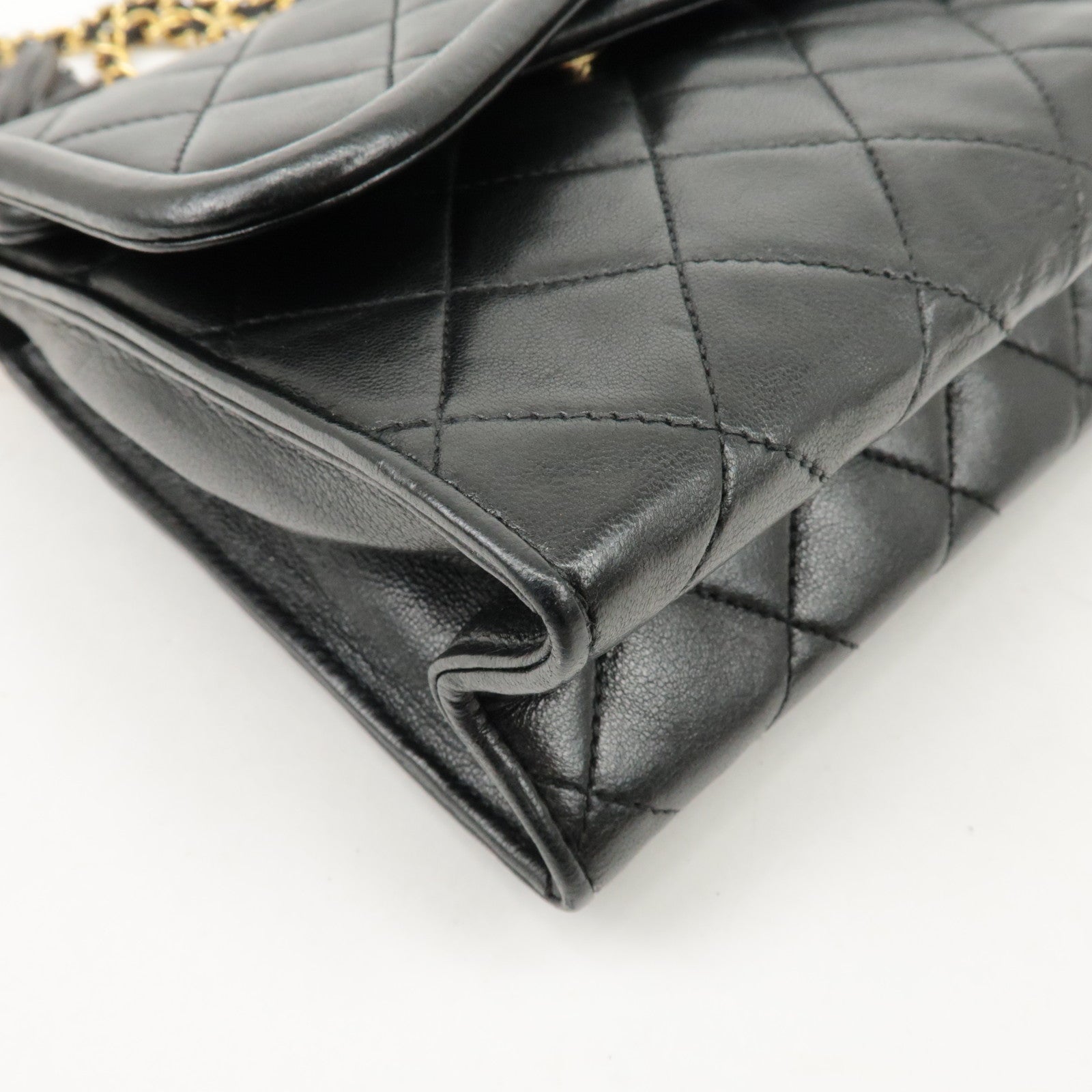 CHANEL COCO Mark Matelasse Lamb skin Chain Shoulder Bag Black Used