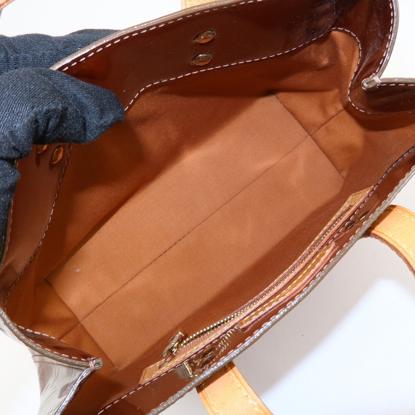 Louis Vuitton Monogram Vernis Lead PM Hand Bag Bronze M91146