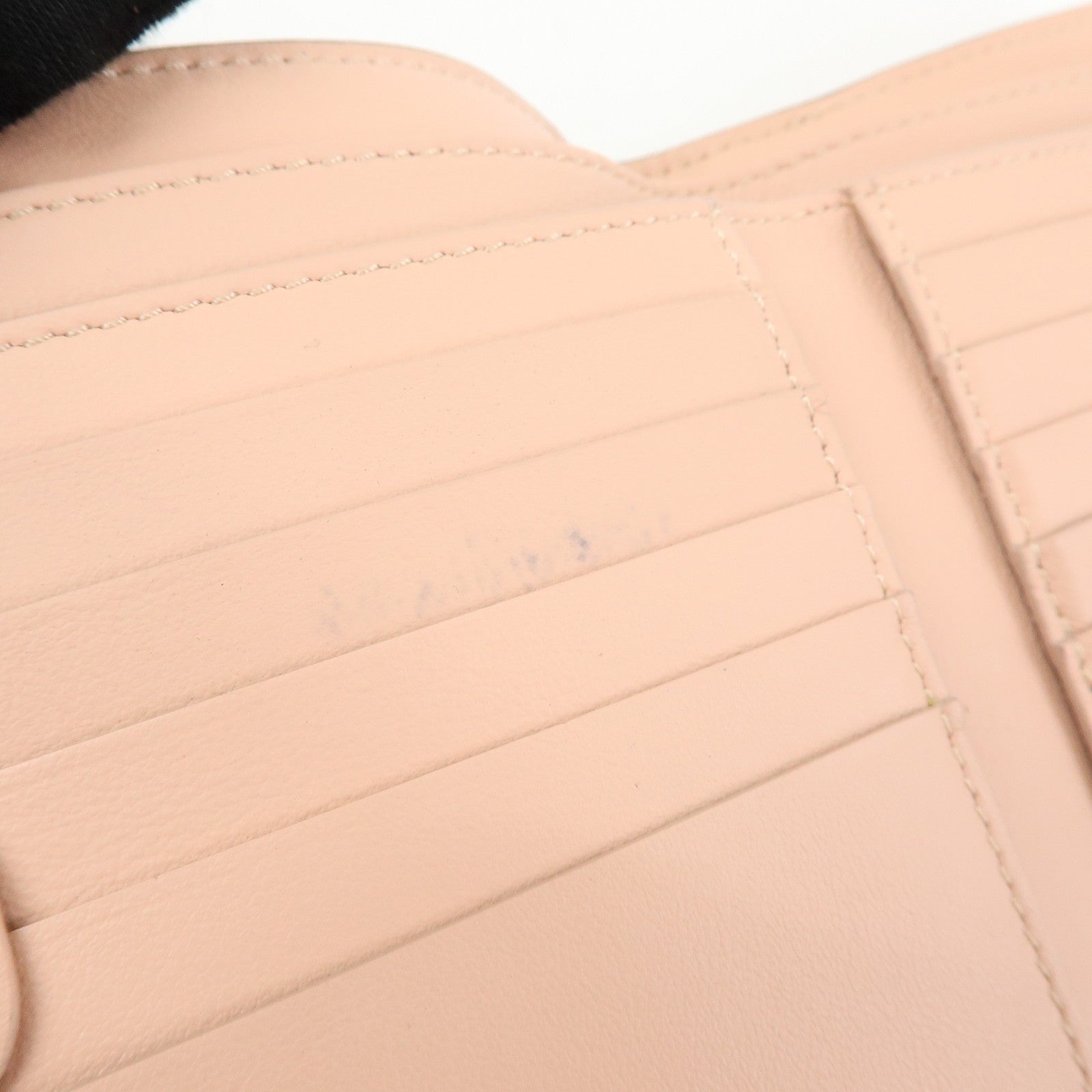 FENDI Selleria Leather Tri-fold Compact Wallet Pink Beige 8M0438