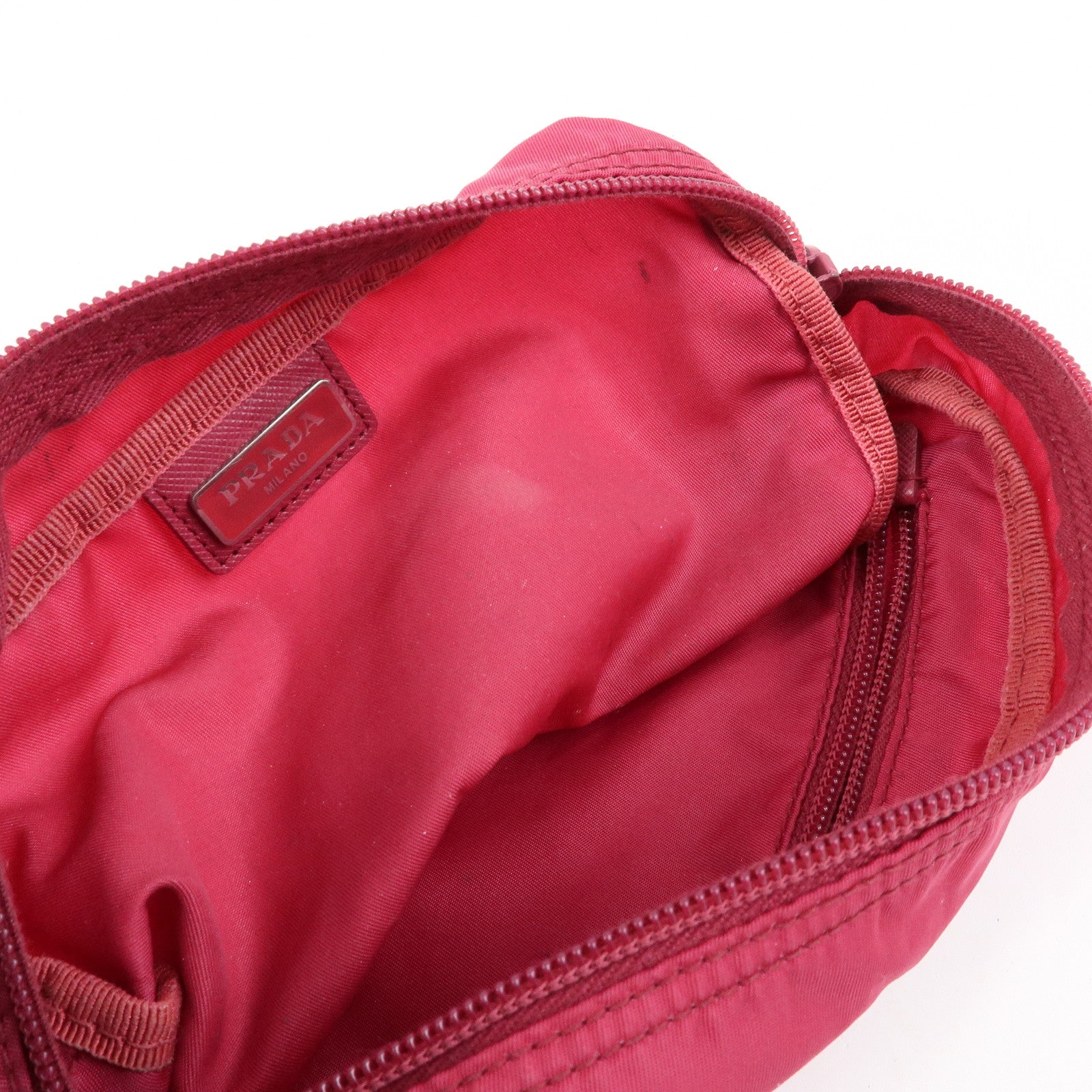 PRADA Triangle Logo Set of 3 Nylon Leather Pouch Pink Purple