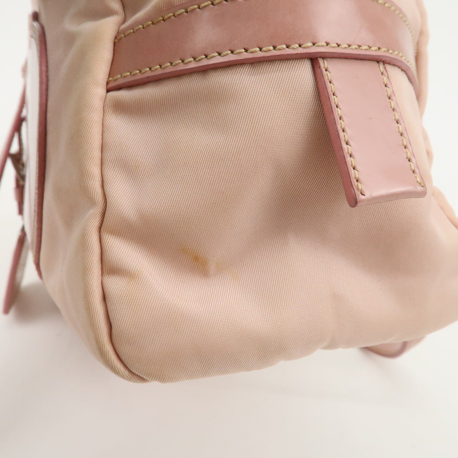 PRADA Nylon Leather Shoulder Bag Hand Bag Boston Bag Pink BR3150