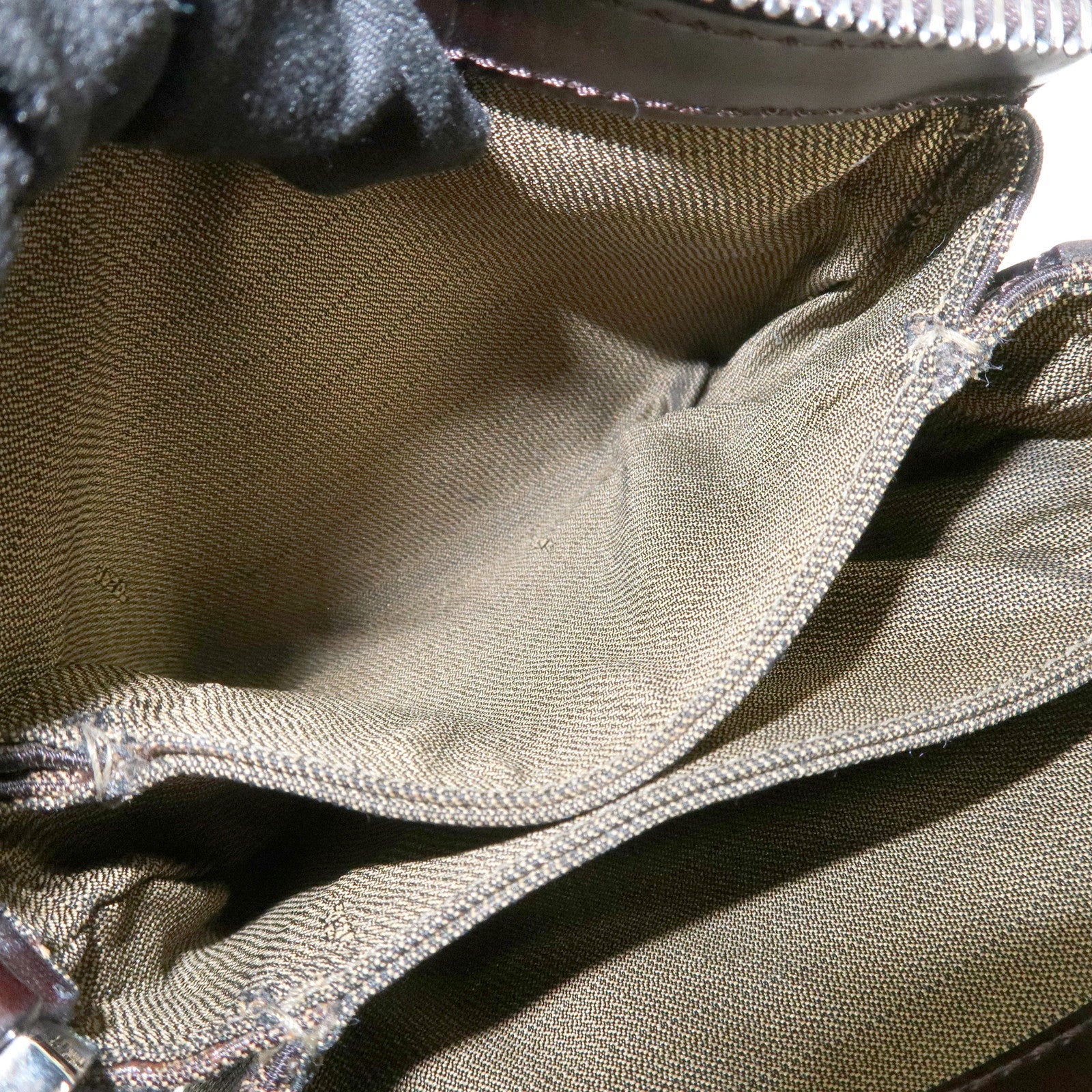 FENDI Zucca Canvas Leather Shoulder Bag Black Brown Silver HDW Used