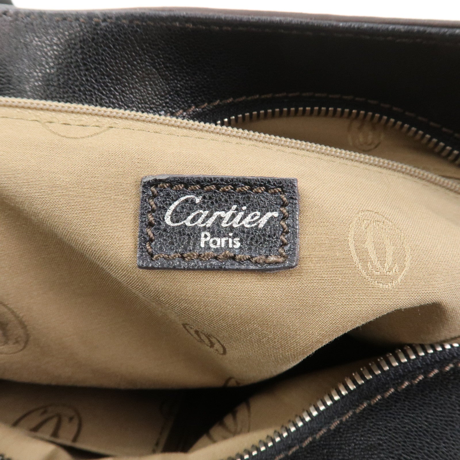 Cartier Marcello Leather Hand Bag Tote Bag Black