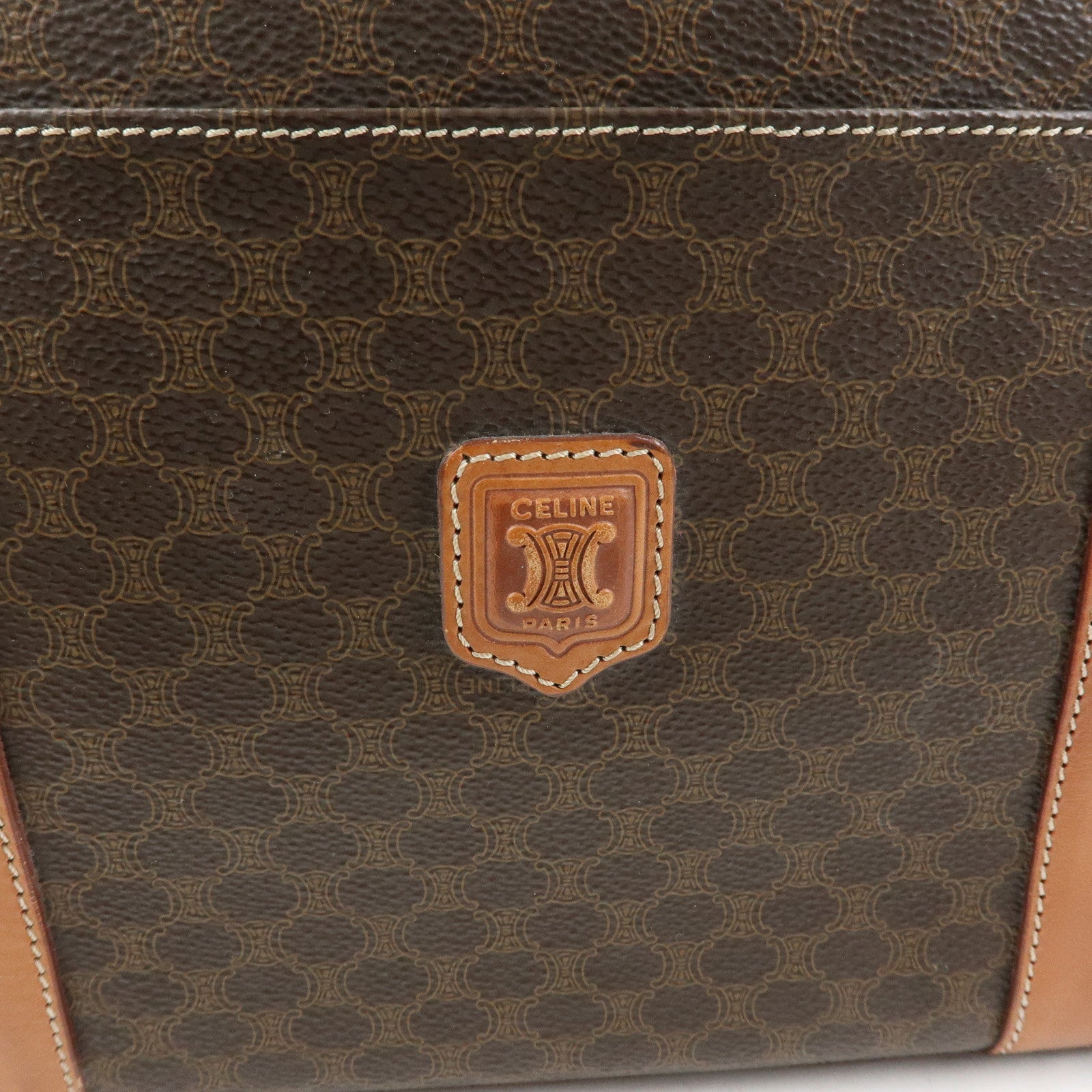 CELINE Macadam PVC Leather Tote Bag Shoulder Bag Brown