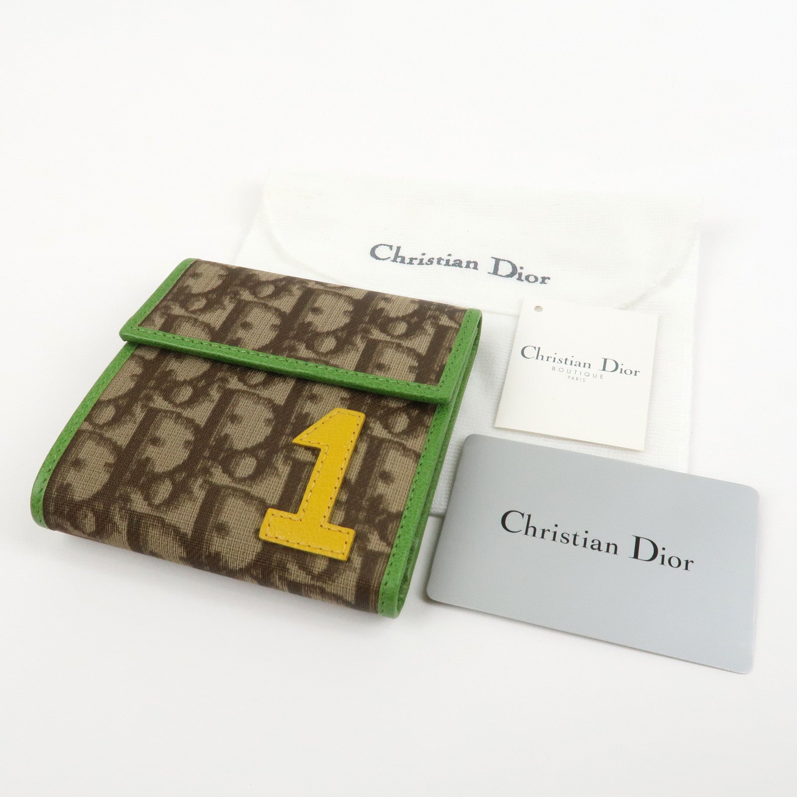 Christian Dior Rasta Trotter PVC Leather Compact Wallet Brown Green