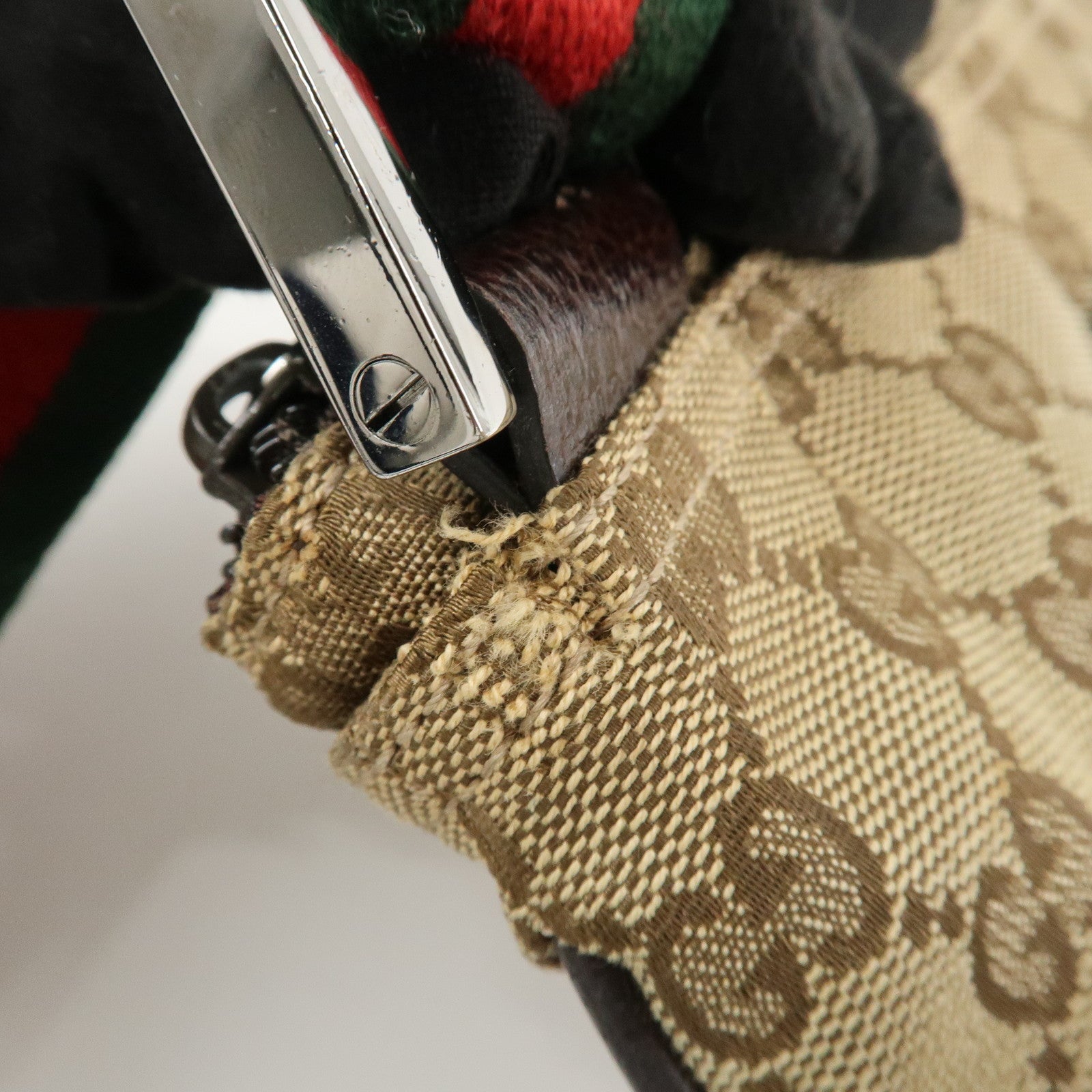 GUCCI Sherry GG Canvas Leather Shoulder Bag Beige 146309 Used