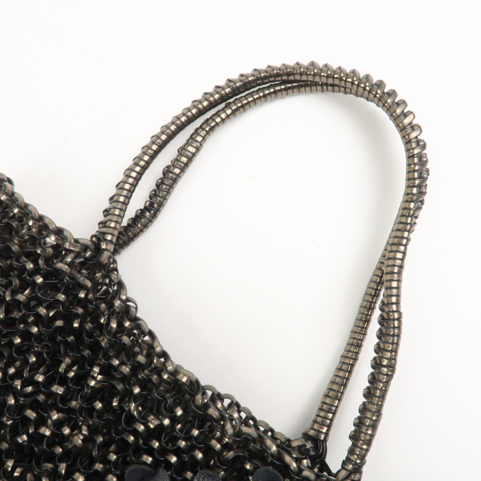 ANTEPRIMA Wire Bag PVC Leather Hand Bag Flower Motif Black Gold