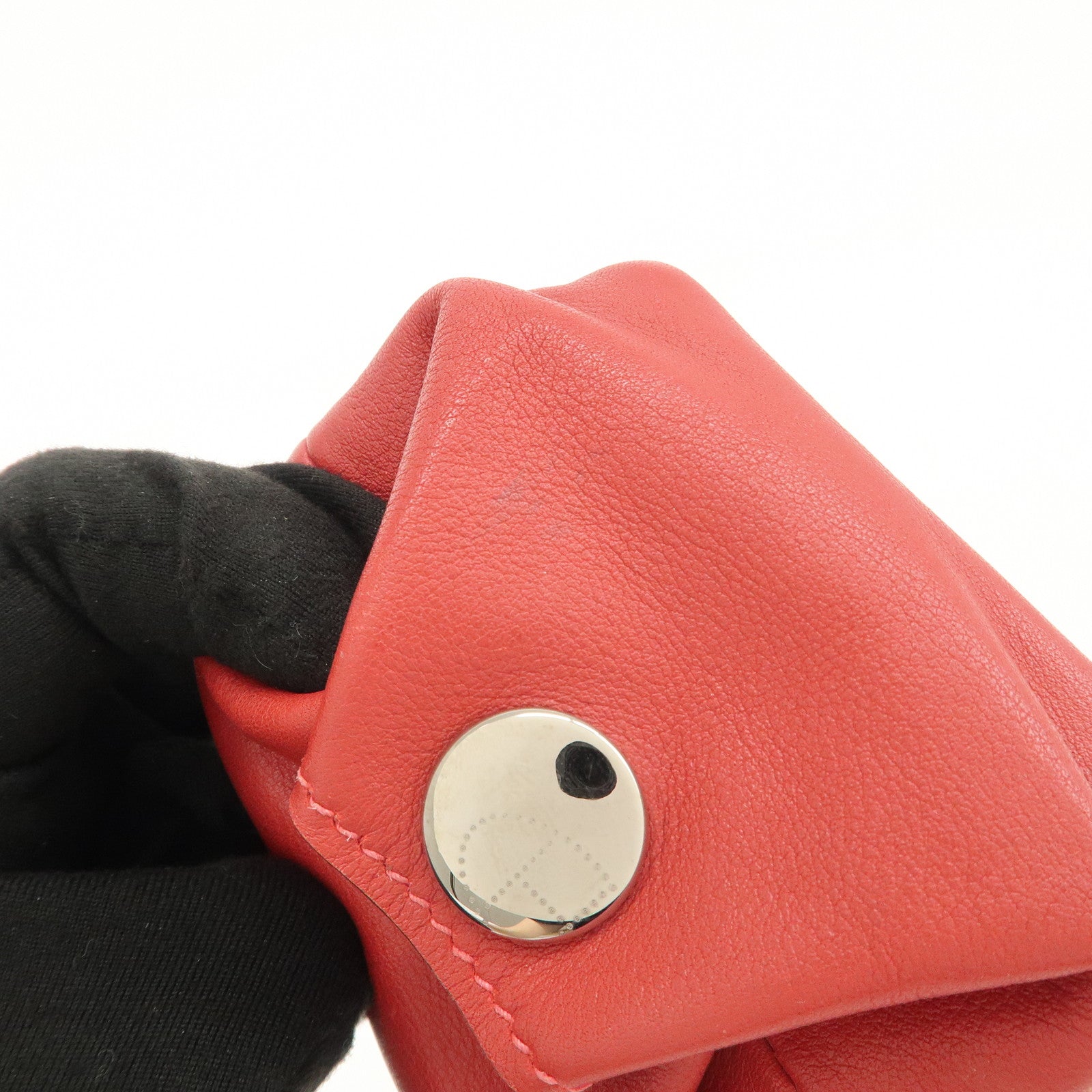 HERMES Bee Pop Leather Mini Compact Coin Case Red