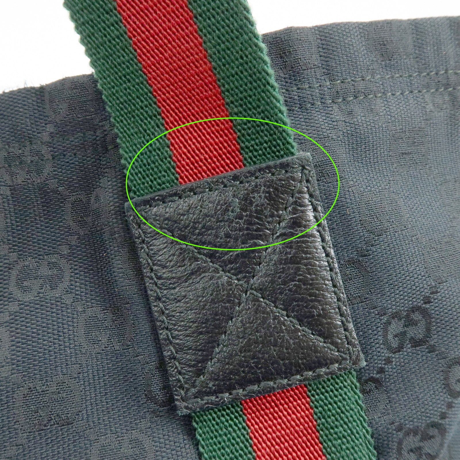 GUCCI Sherry GG Canvas Leather Tote Bag Shoulder Bag Black