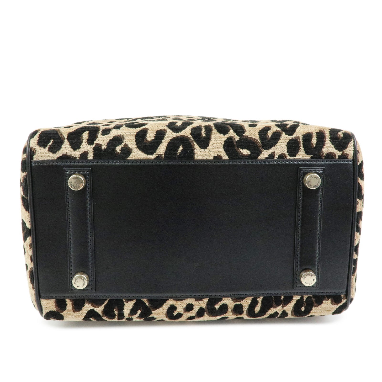 Louis Vuitton Speedy 30 Leopard Corduroy Leather Boston Bag M97396