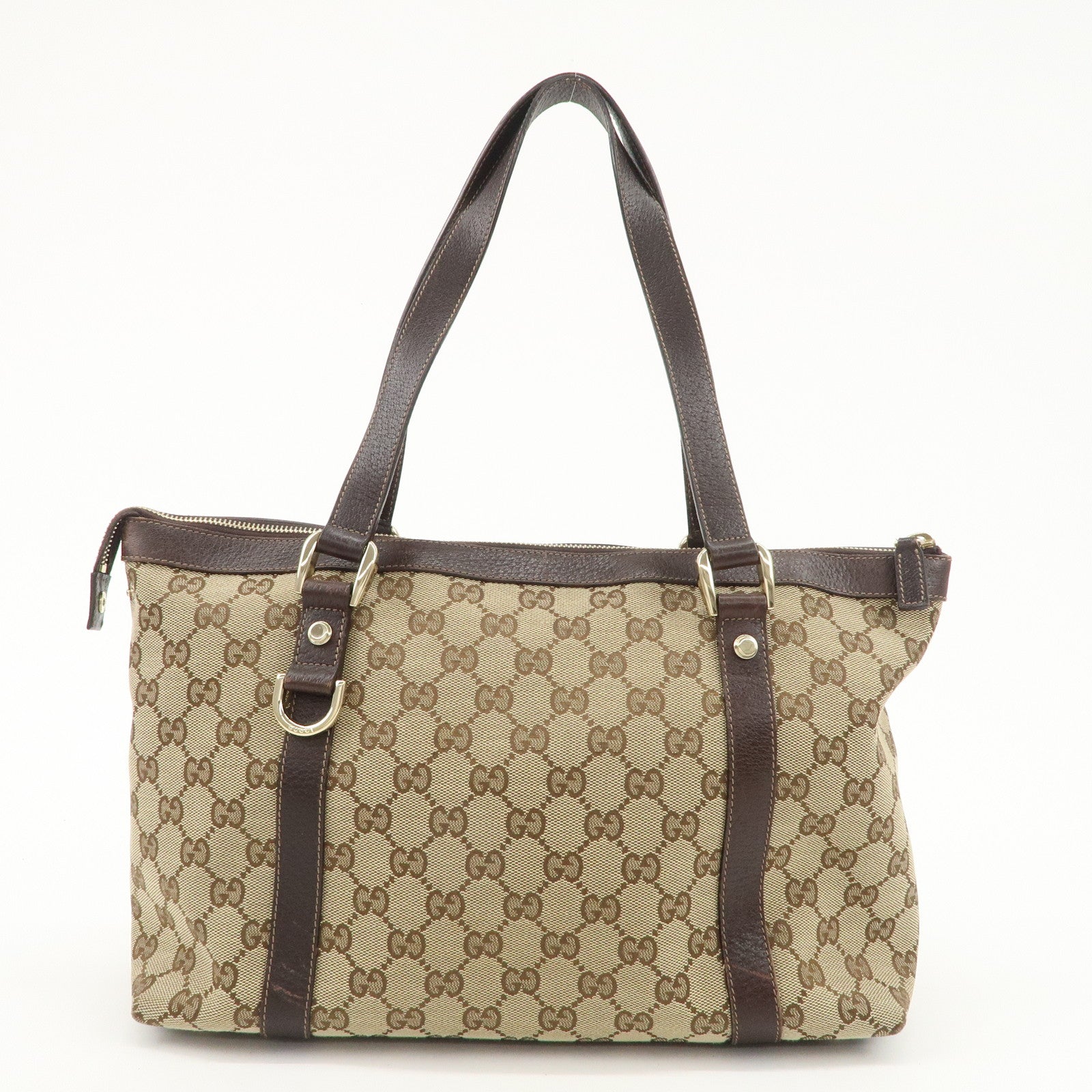 GUCCI Abbey GG Canvas Leather Shoulder Hand Bag Beige Brown 141470 Used