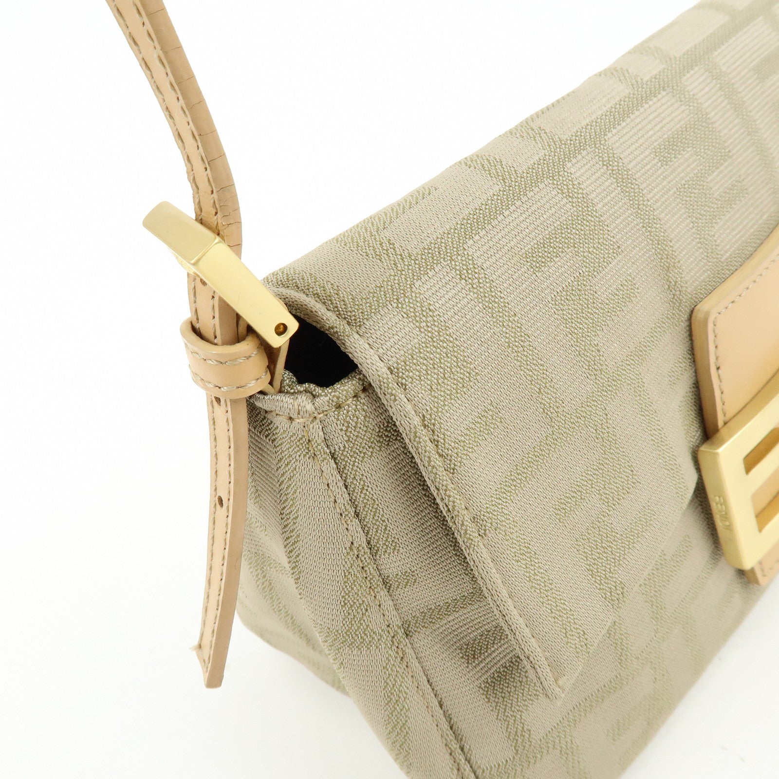 FENDI Zucca Canvas Leather Hand Bag Beige 8BR180
