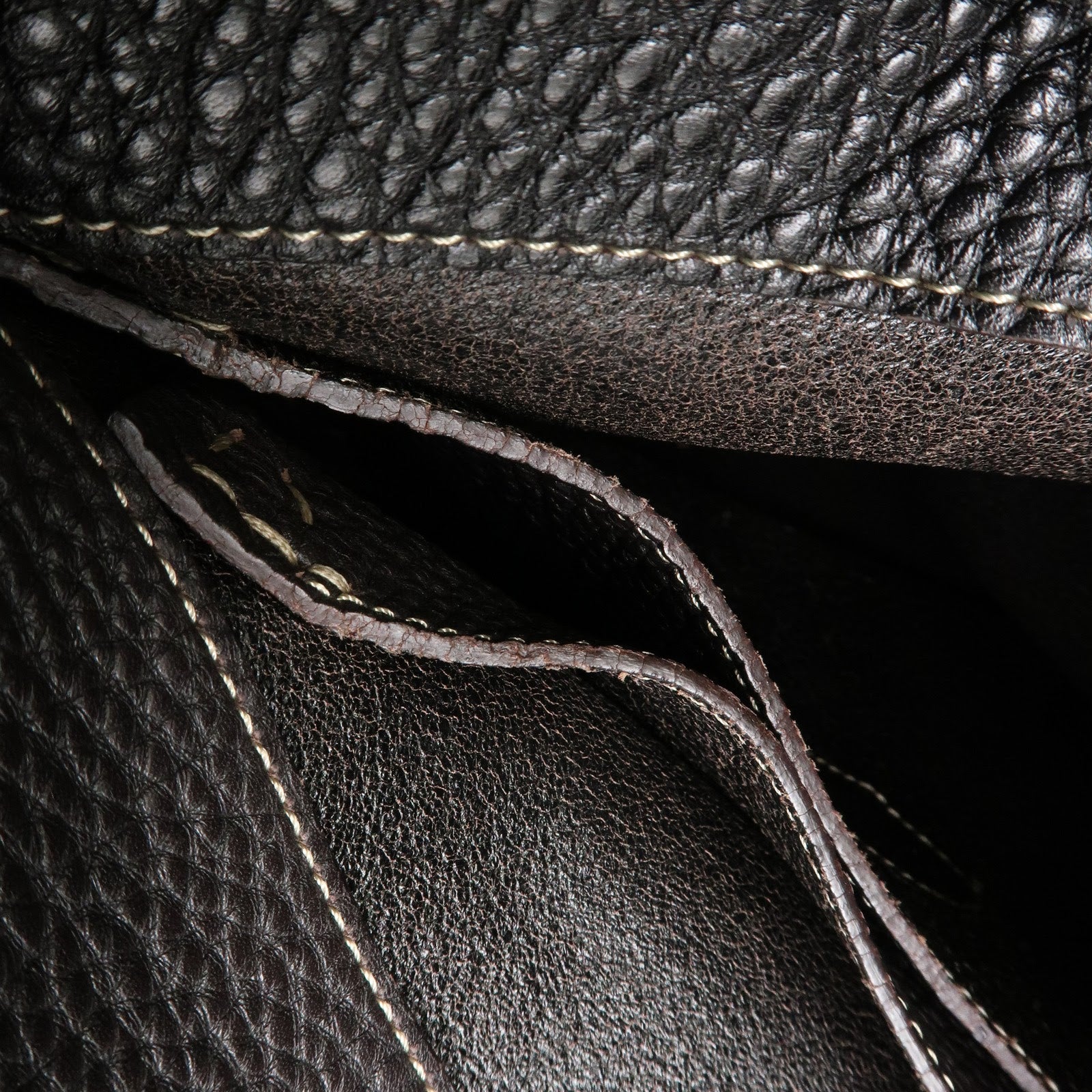 FENDI Selleria Leather Shoulder Bag Hand Bag Brown 8BR582 Used