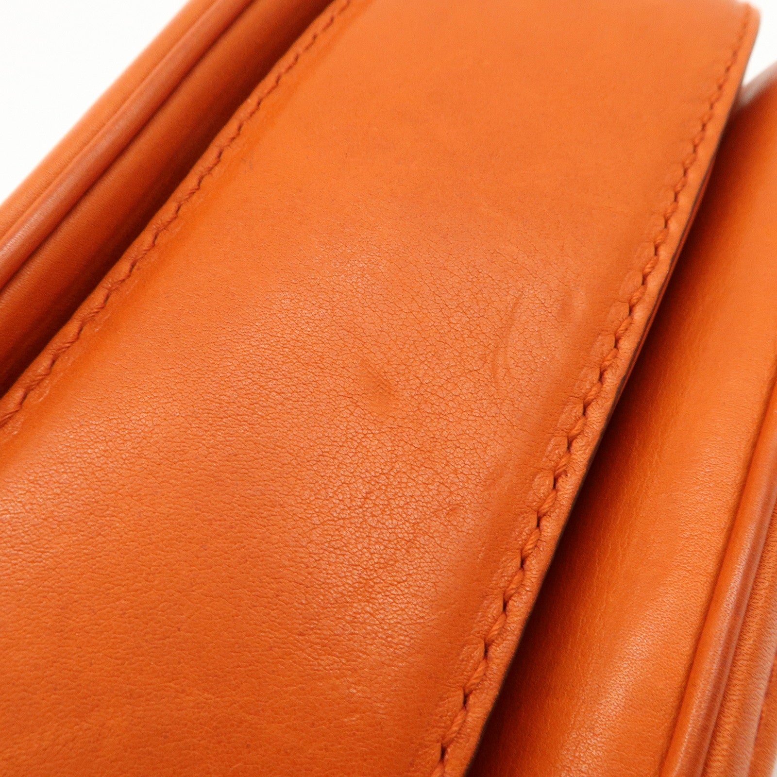 GUCCI Bamboo Leather 2Way Bag Hand Bag Shoulder Bag Orange 254884 Used