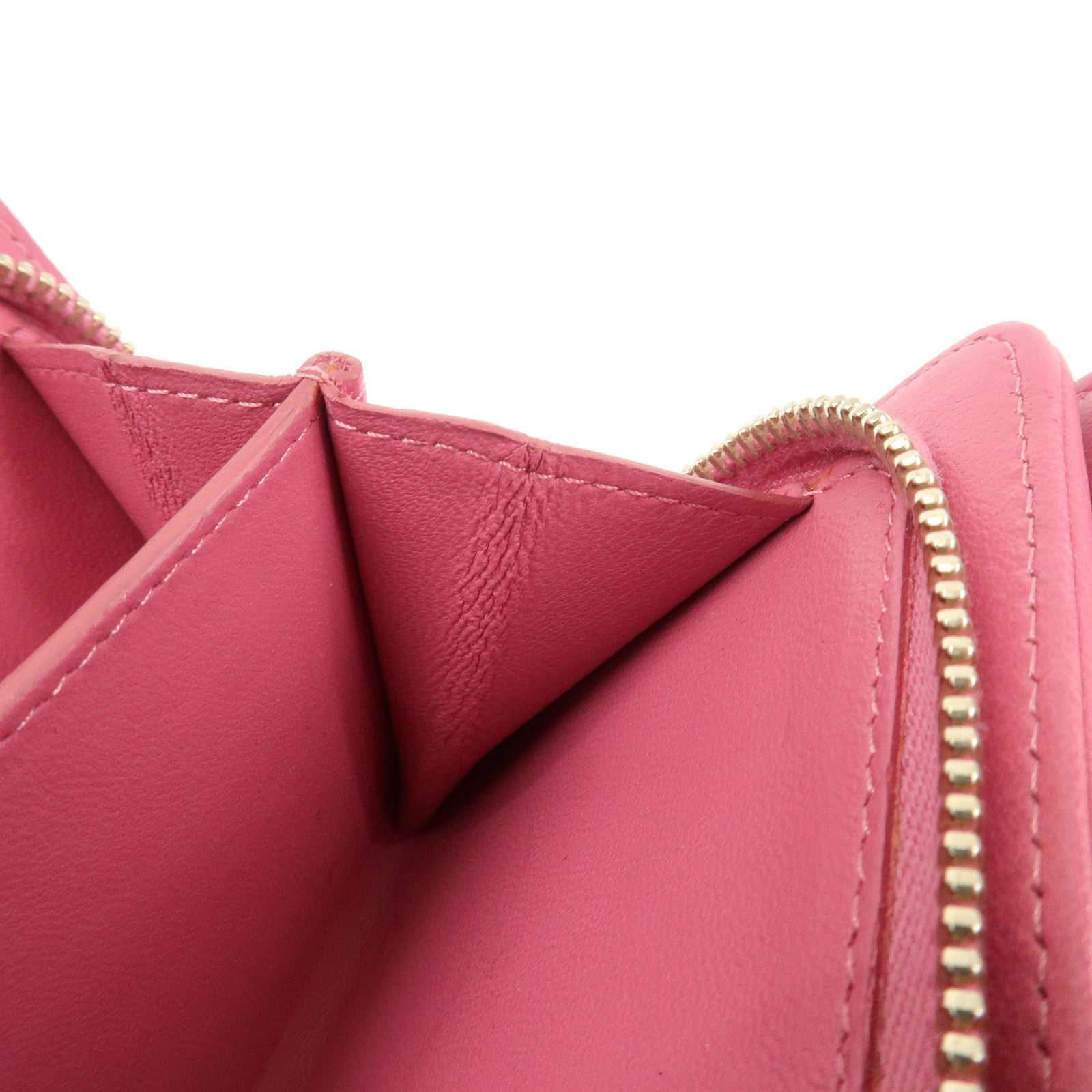 CHANEL Matelasse Lamb Skin Bi-fold Wallet Purse Pink